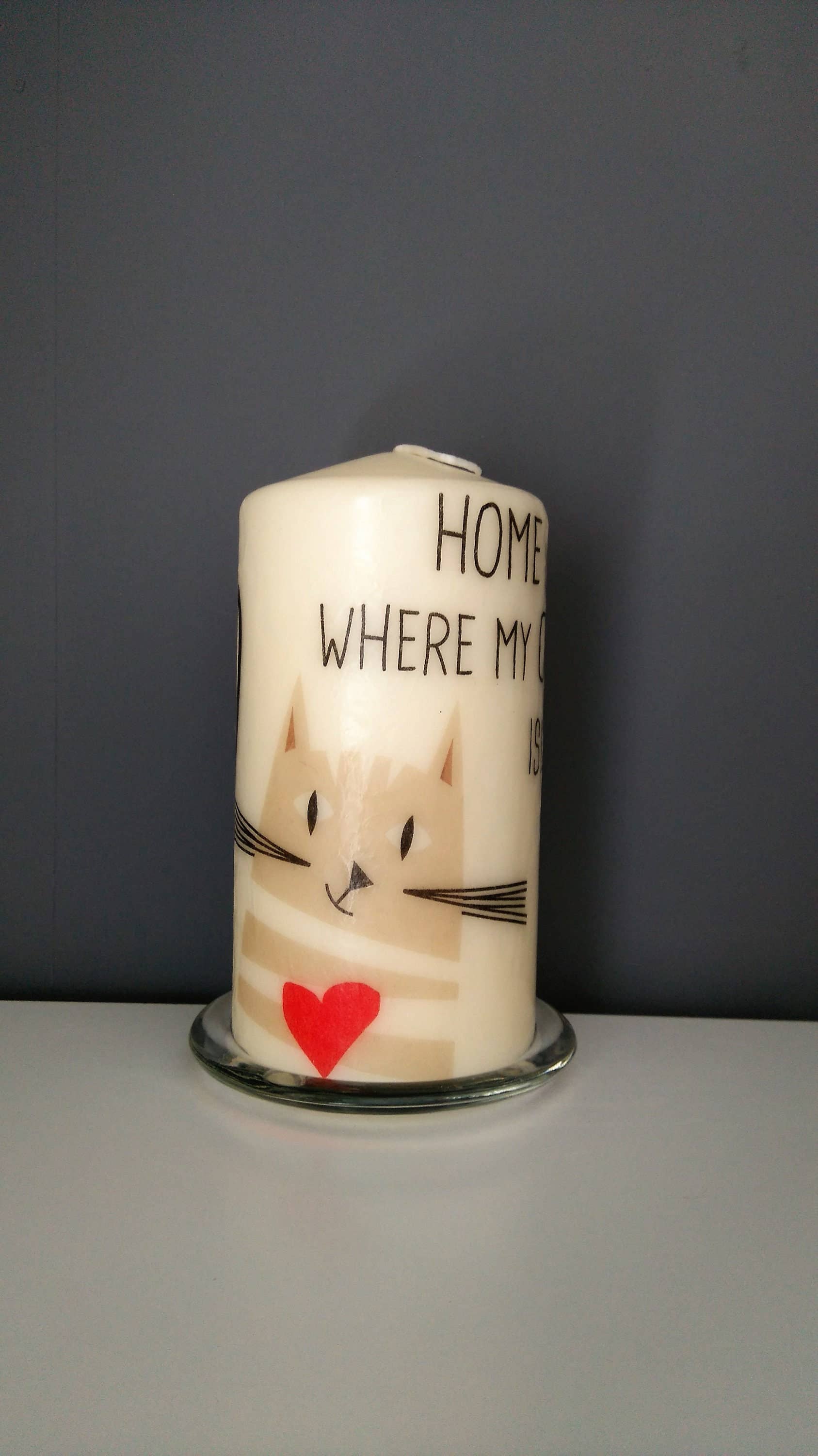 Cat Decorative Pillar Candle: Home is Where My Cat Is、mySite、g9winljtr