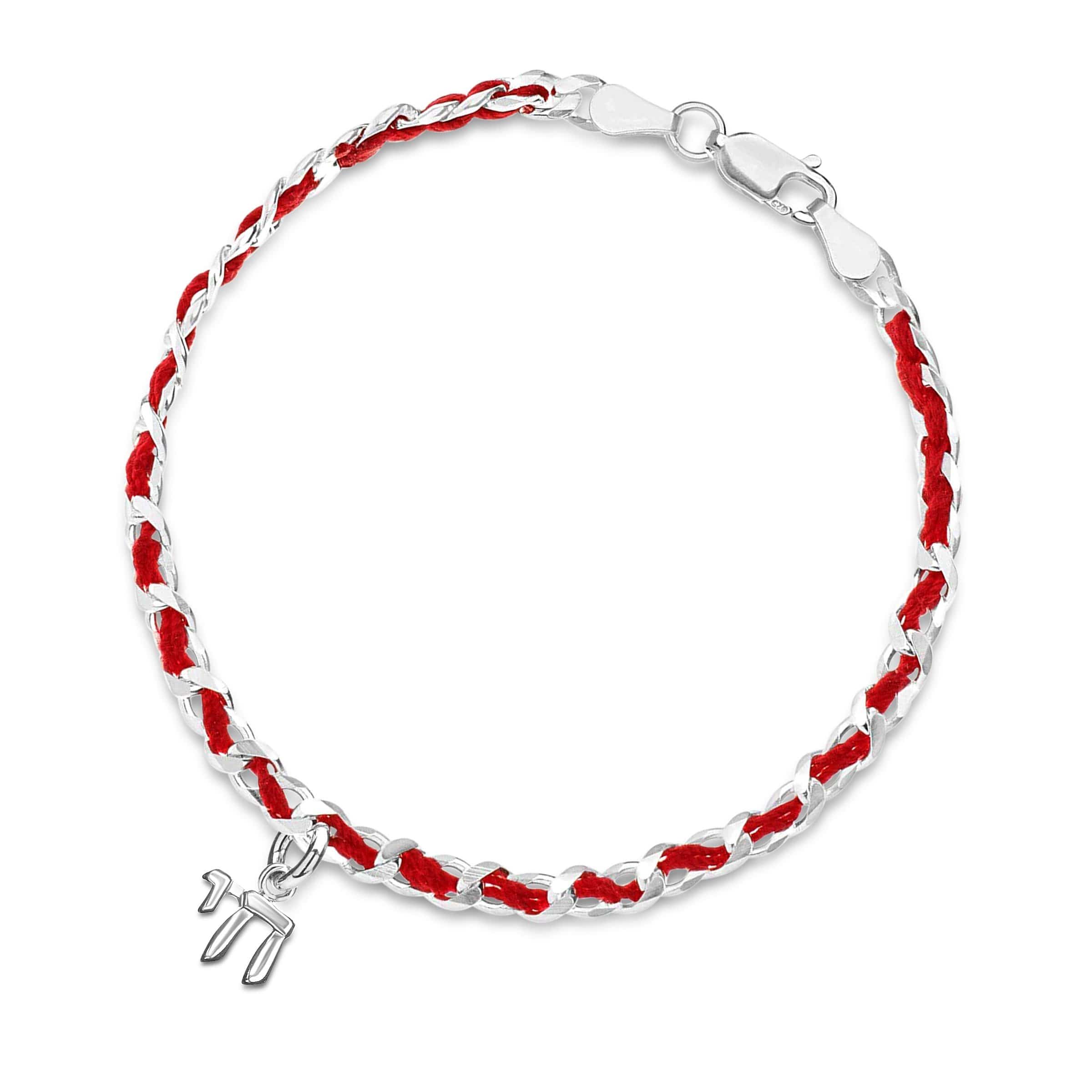 Red Cord Bendel Bracelet with Chai Charm、mySite、topwebapps