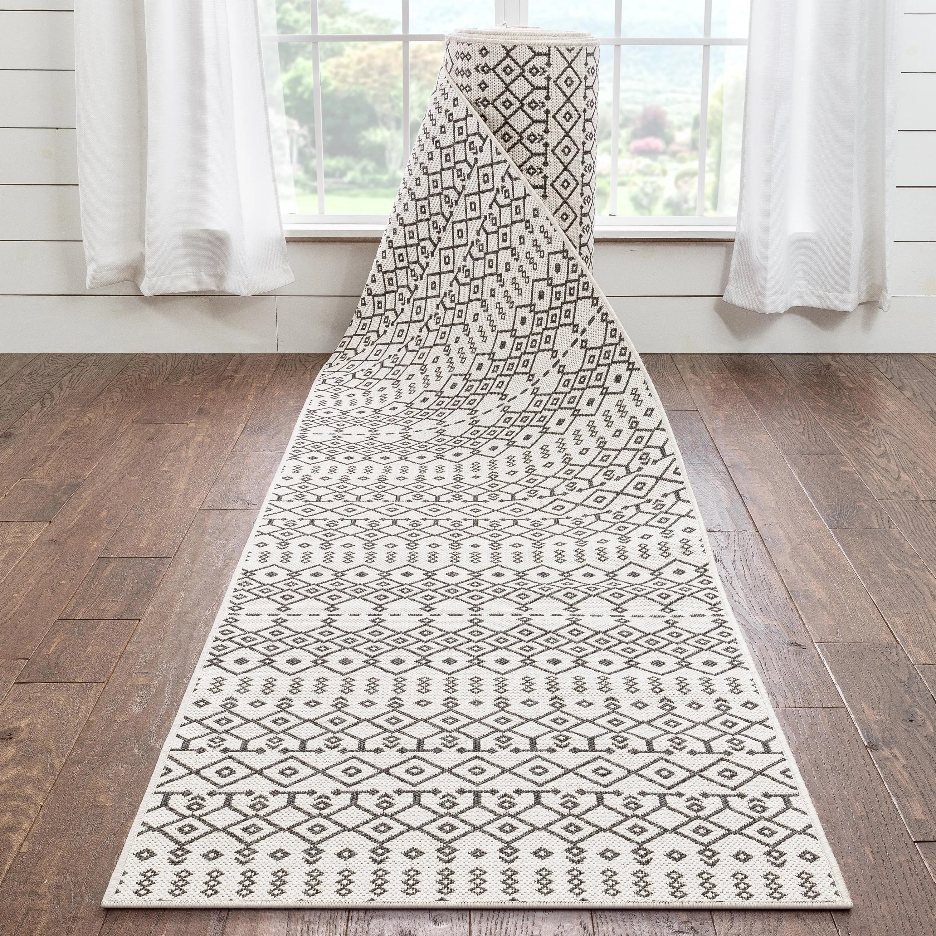 Custom Size Runner Nord Nordic Lattice Pattern Ivory 31 Inches Width x Choose Your Length Hallway Indoor/Outdoor Runner Rug、mySite、gigharbornorthrealestate