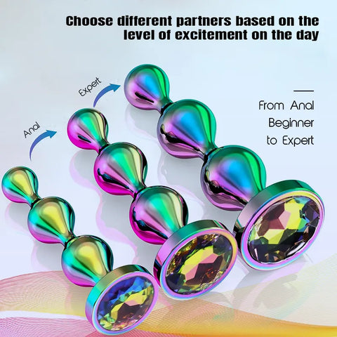 Metal Beaded Anal Plug Set