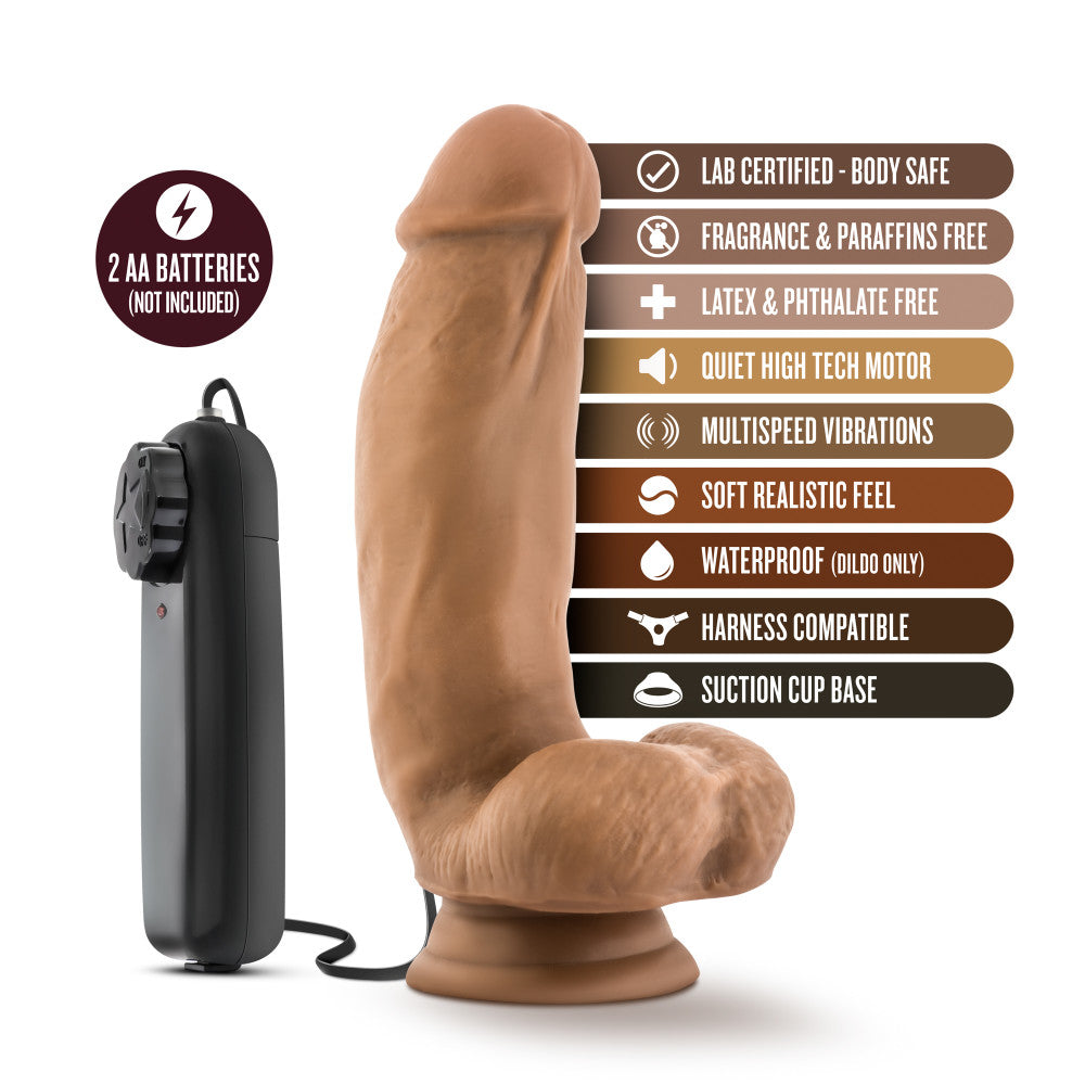 Coverboy™ By Blush® | MMA Fighter Realistic Mocha 7-Inch Long Remote Control Vibrating Dildo With Suction Cup Base、mySite、bottomscart