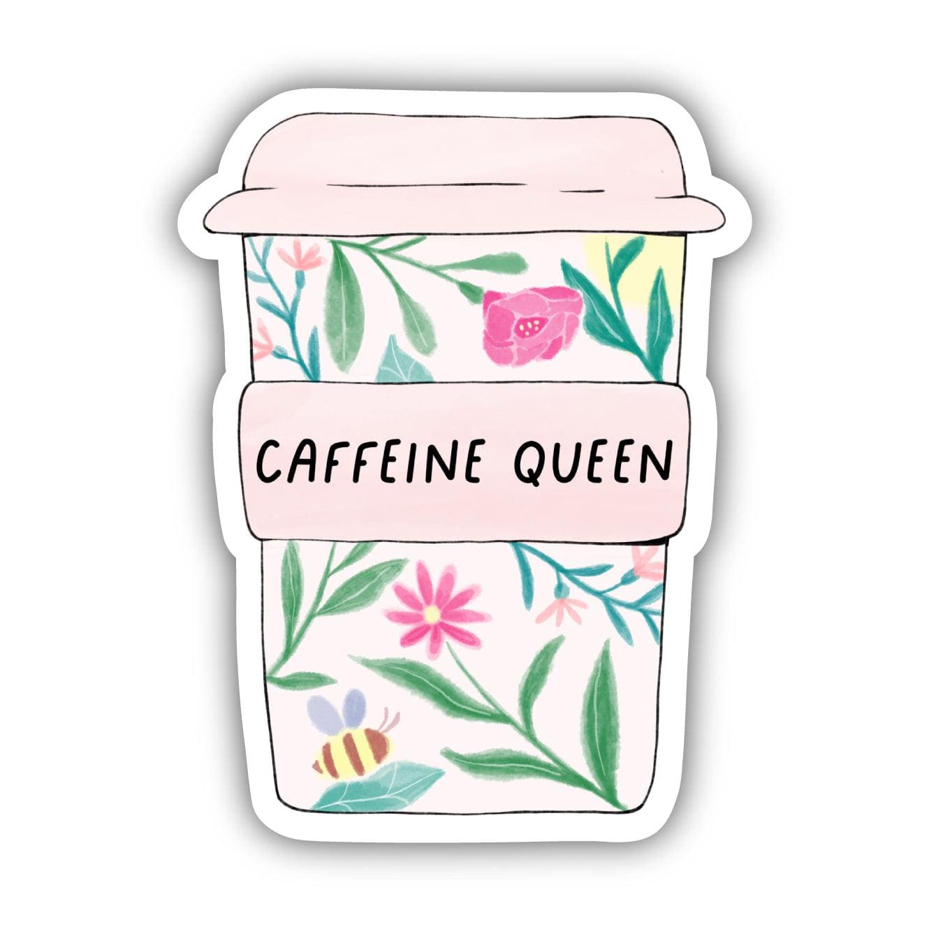  Caffeine Queen Floral Mug Sticker、mySite、elrpsem3k
