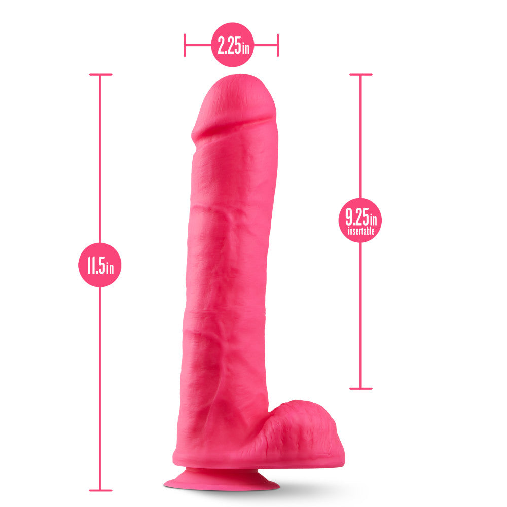 Neo Elite By Blush® | Neon Pink: 11.5-Inch Long Dildo - Made with Purio™ Silicone & SensaFeel® Dual Density Realistic Technology、mySite、bottomscart