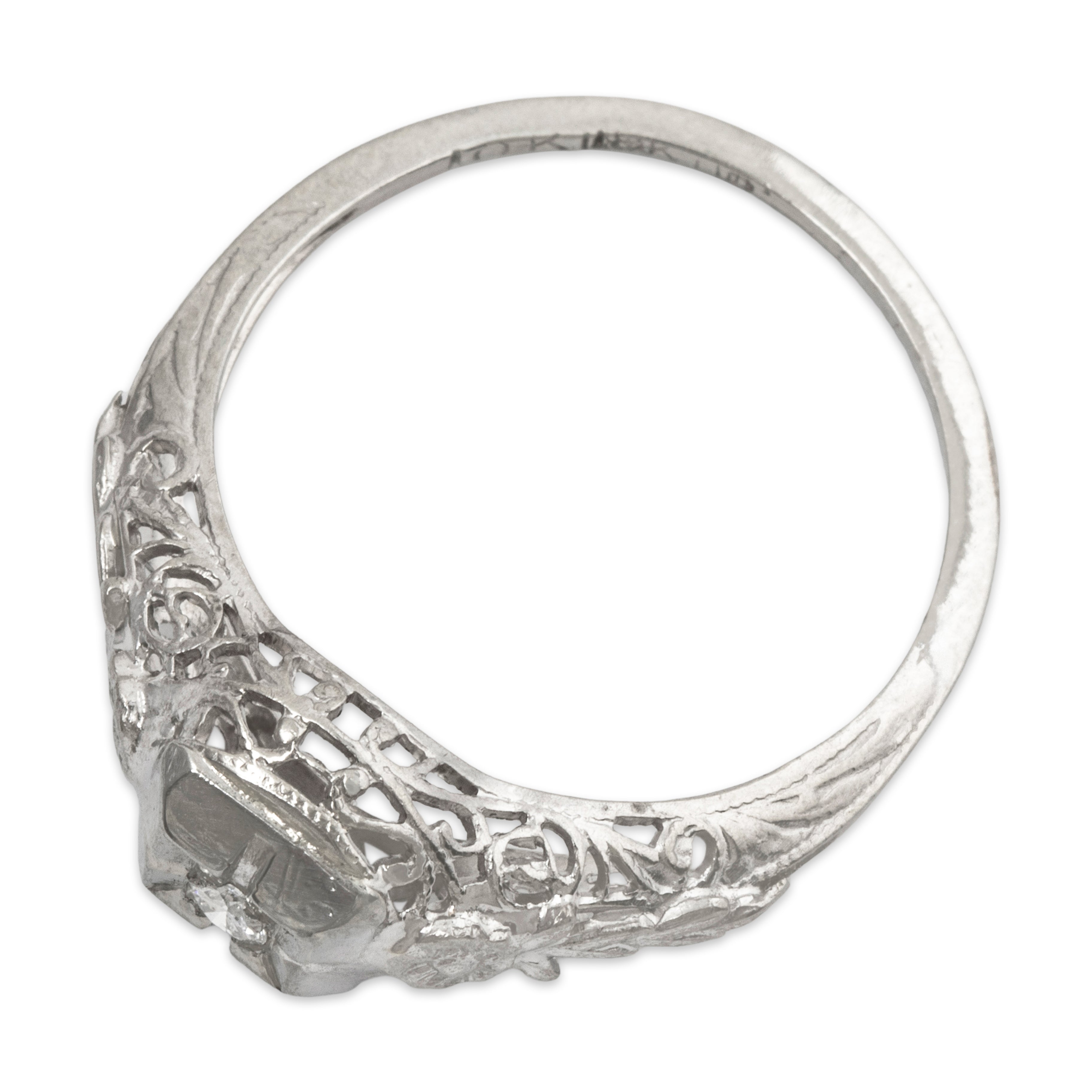 Antique Art Deco 10k White Gold Diamond Blossom Ring 6.00、mySite、hinf8tx79