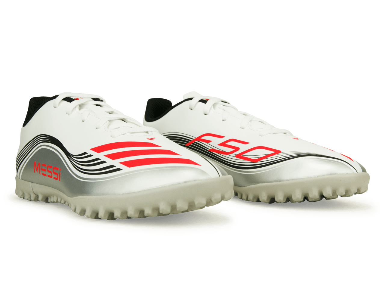 adidas Kids F50 Club Messi TF White/Red/Silver、mySite、bottomscart