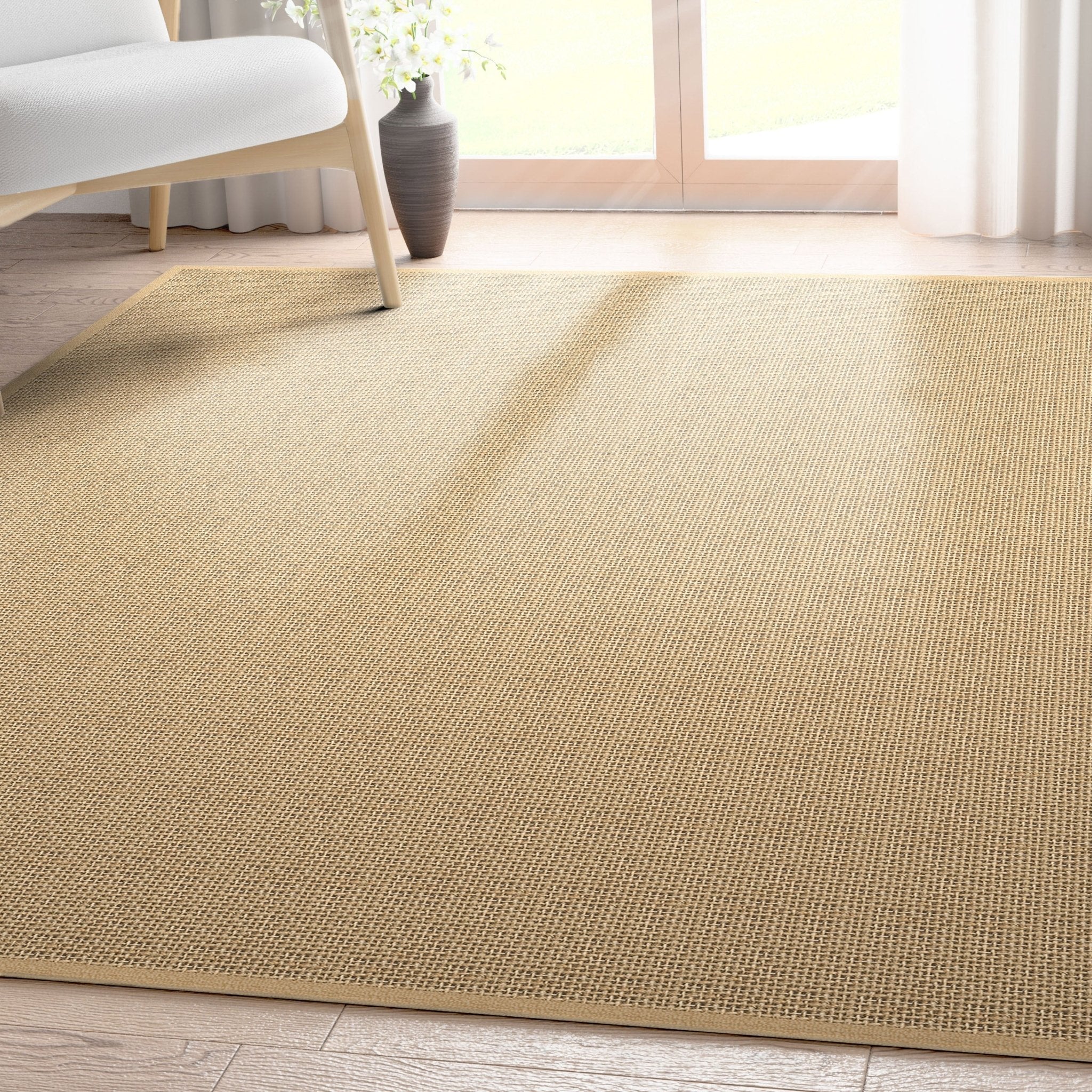 Faux-Jute Shiba Solid Beige Flatweave 5' x 7' Rug、mySite、gigharbornorthrealestate