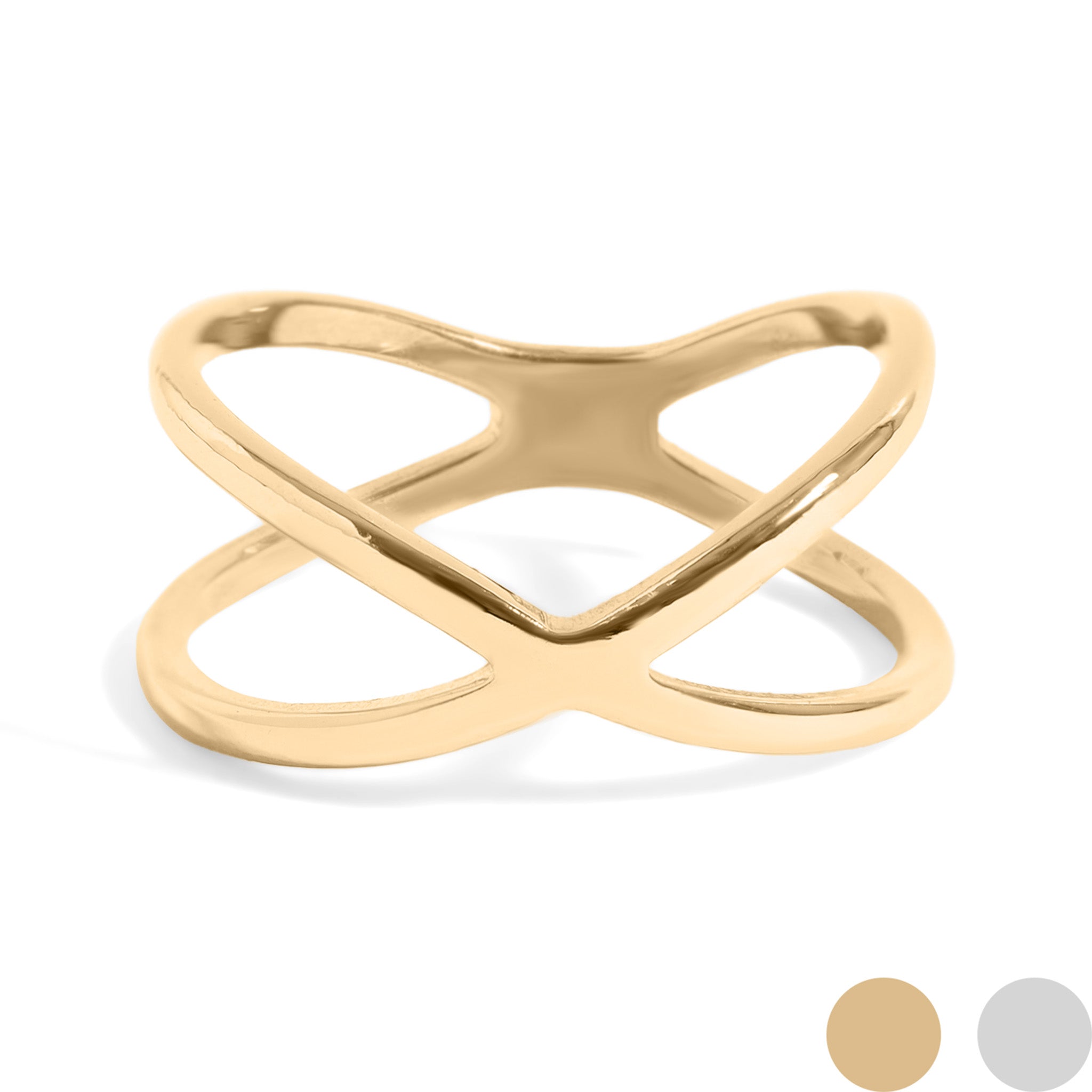 18K Gold PVD Stainless Steel Atomic X Geometric Ring / KSS0006、mySite、dreamappss
