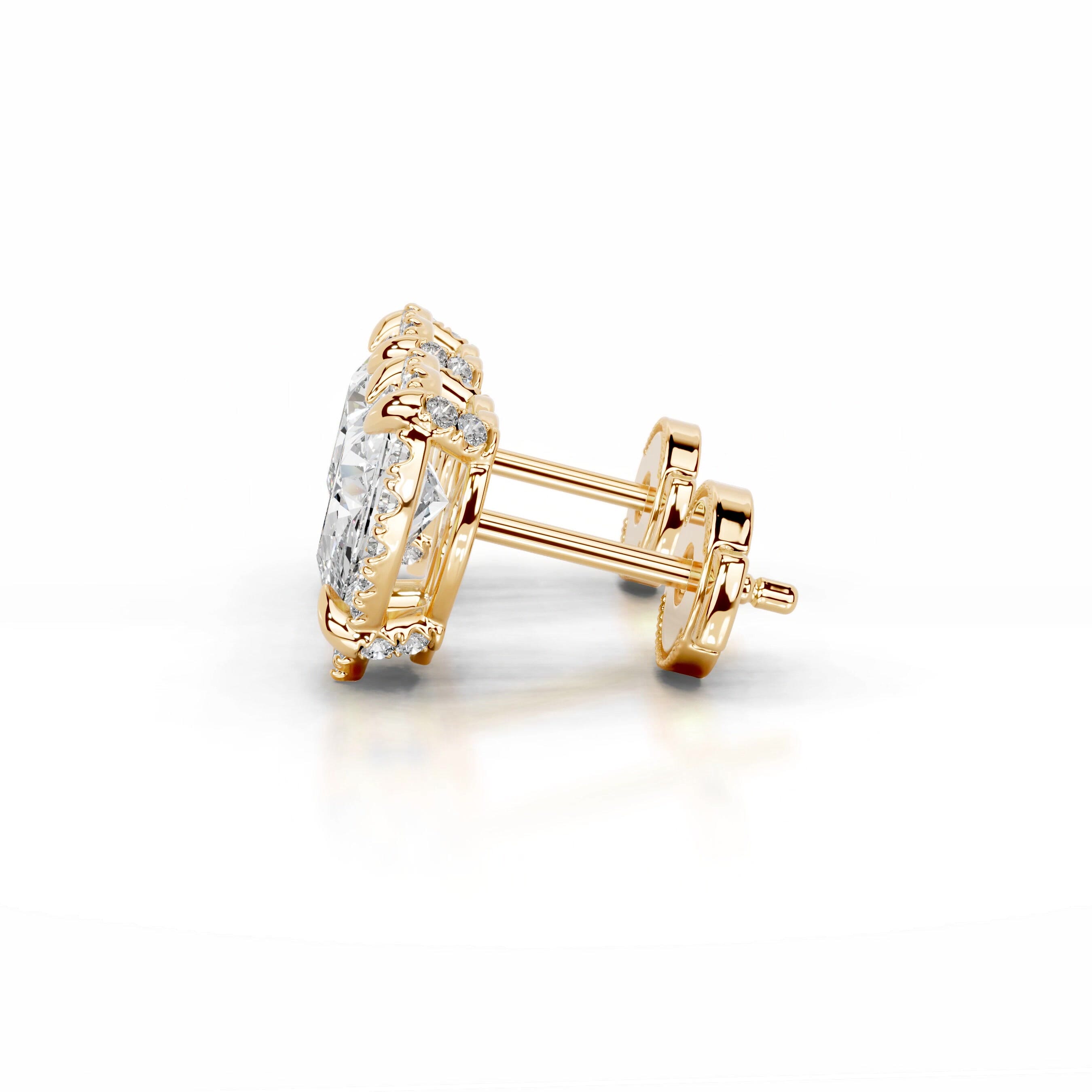 Ophelia Diamond Halo Earrings - 18K Yellow Gold、mySite、hinf8tx79