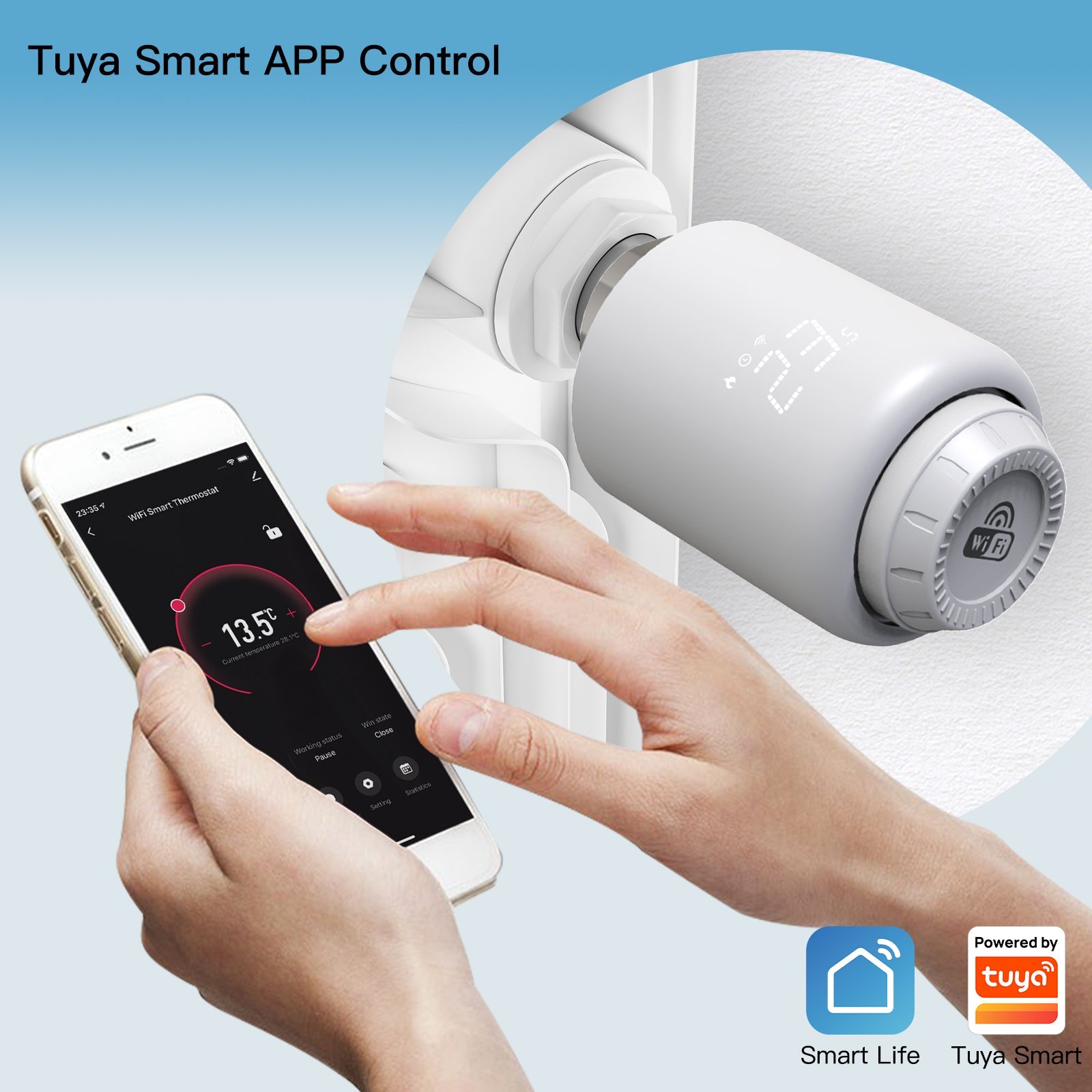 WiFi Smart Thermostatic Radiator Valve Anti-scale Mode Rotatable Screen Digital Heating TRV、mySite、fannypackpong