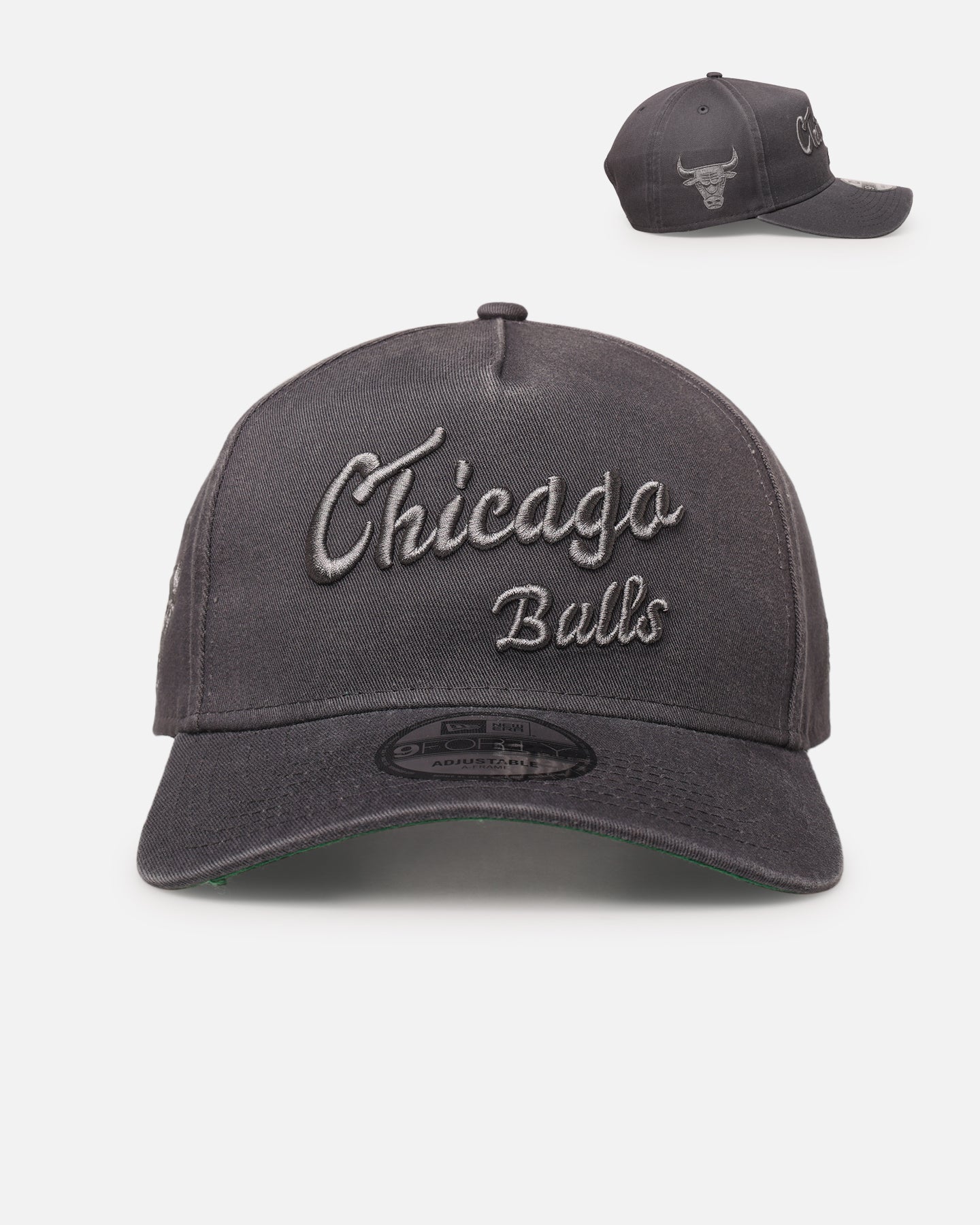 New Era Chicago Bulls 'Graphite Script' 9FORTY A-Frame Snapback Washed Graphite、mySite、zt4zffjzw