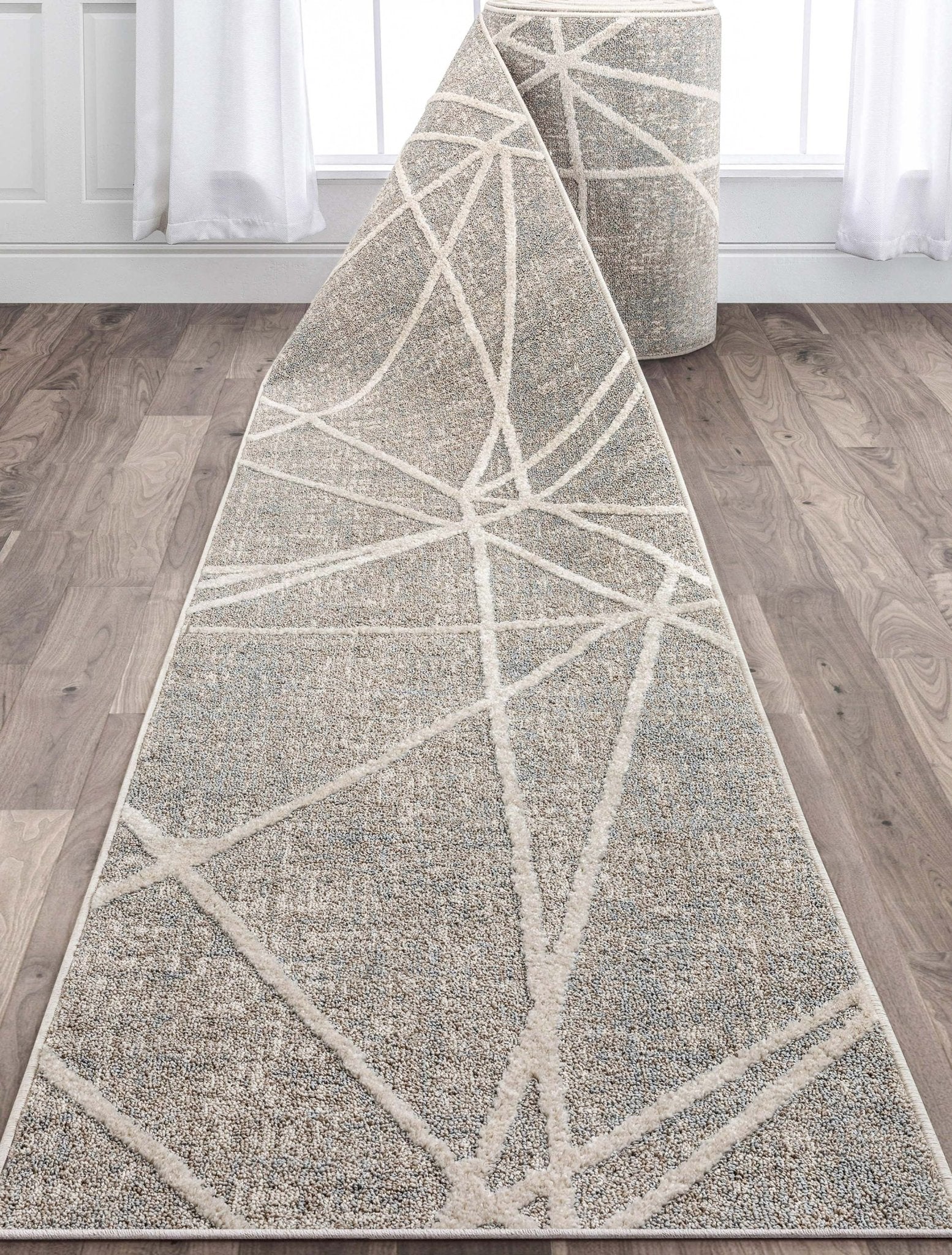 Custom Size Runner Telas Modern Geometric Lines Grey Choose Your Width x Choose Your Length Hallway Runner Rug、mySite、gigharbornorthrealestate