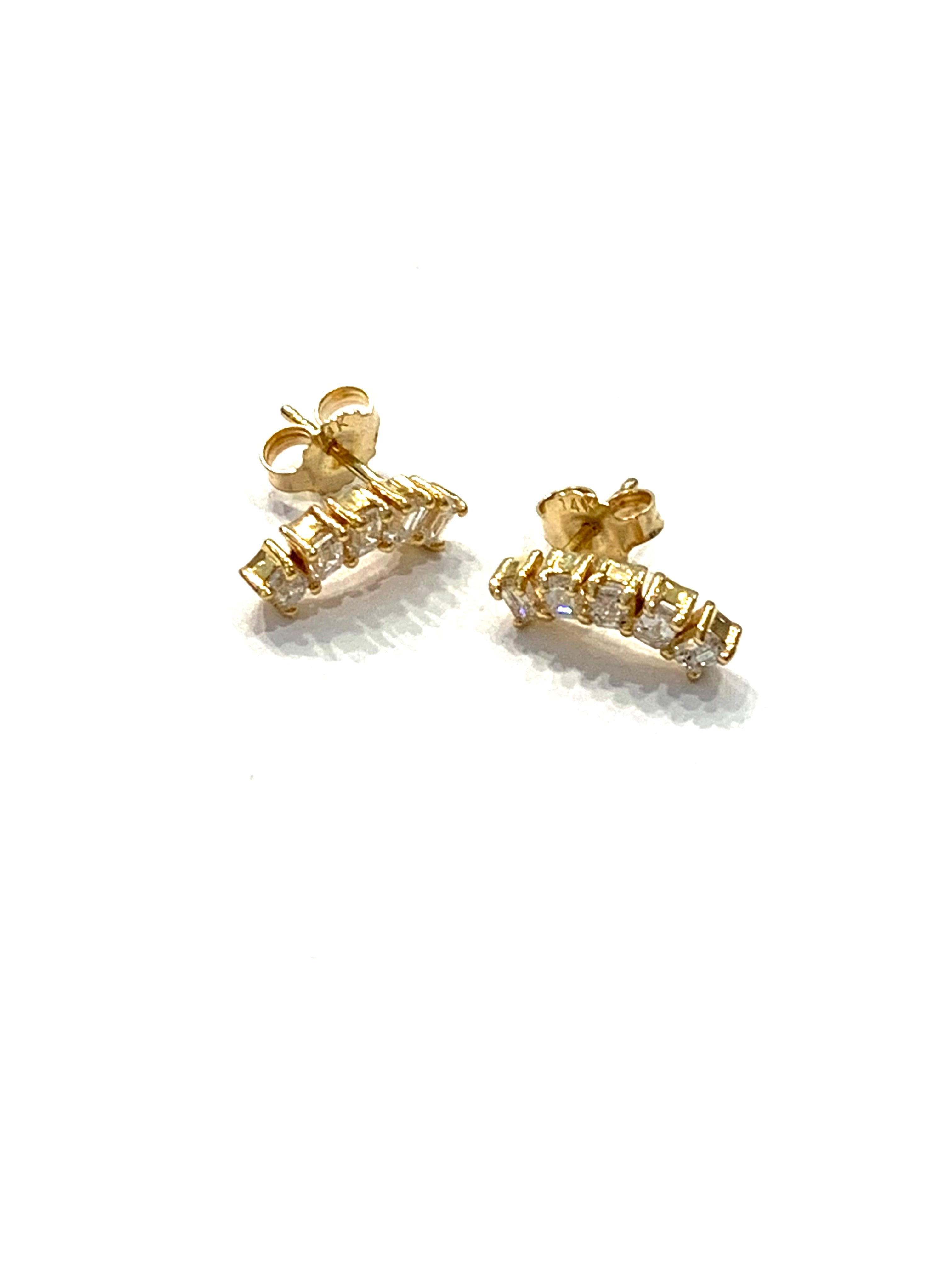 Intrigue Archive Diamond Yellow Gold Curve Earrings、mySite、noshort