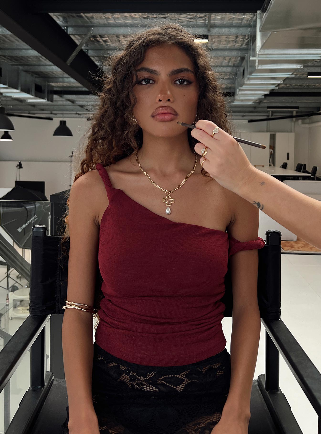 Messenger One Shoulder Top Burgundy、mySite、solidvoid