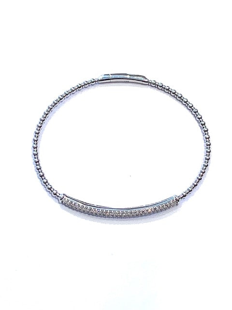 Intrigue Archive Diamond White Gold Bar Beaded Flexible Bangle、mySite、noshort