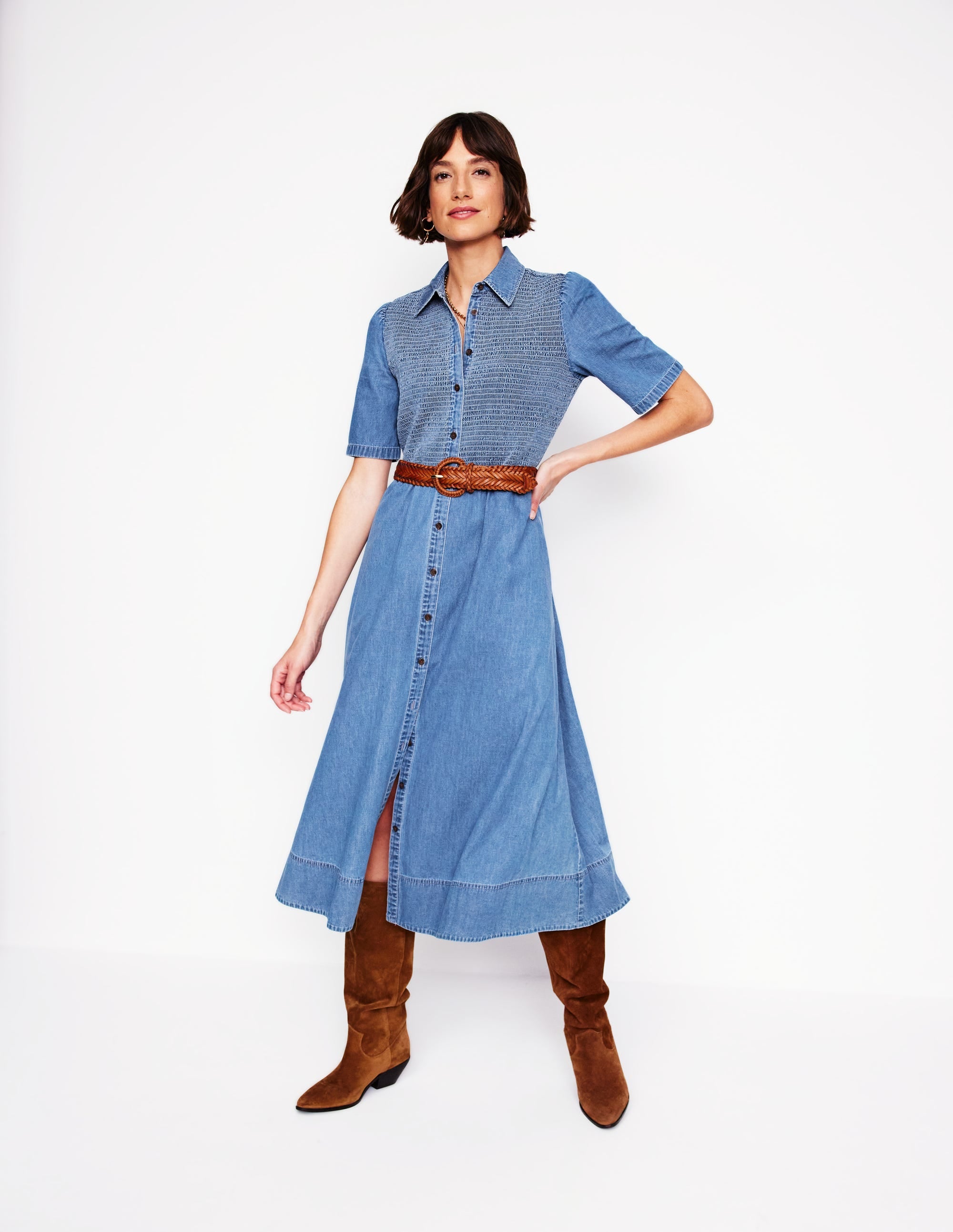  Amber Denim Midi Dress-Light Vintage Denim、mySite、ashleygrahame
