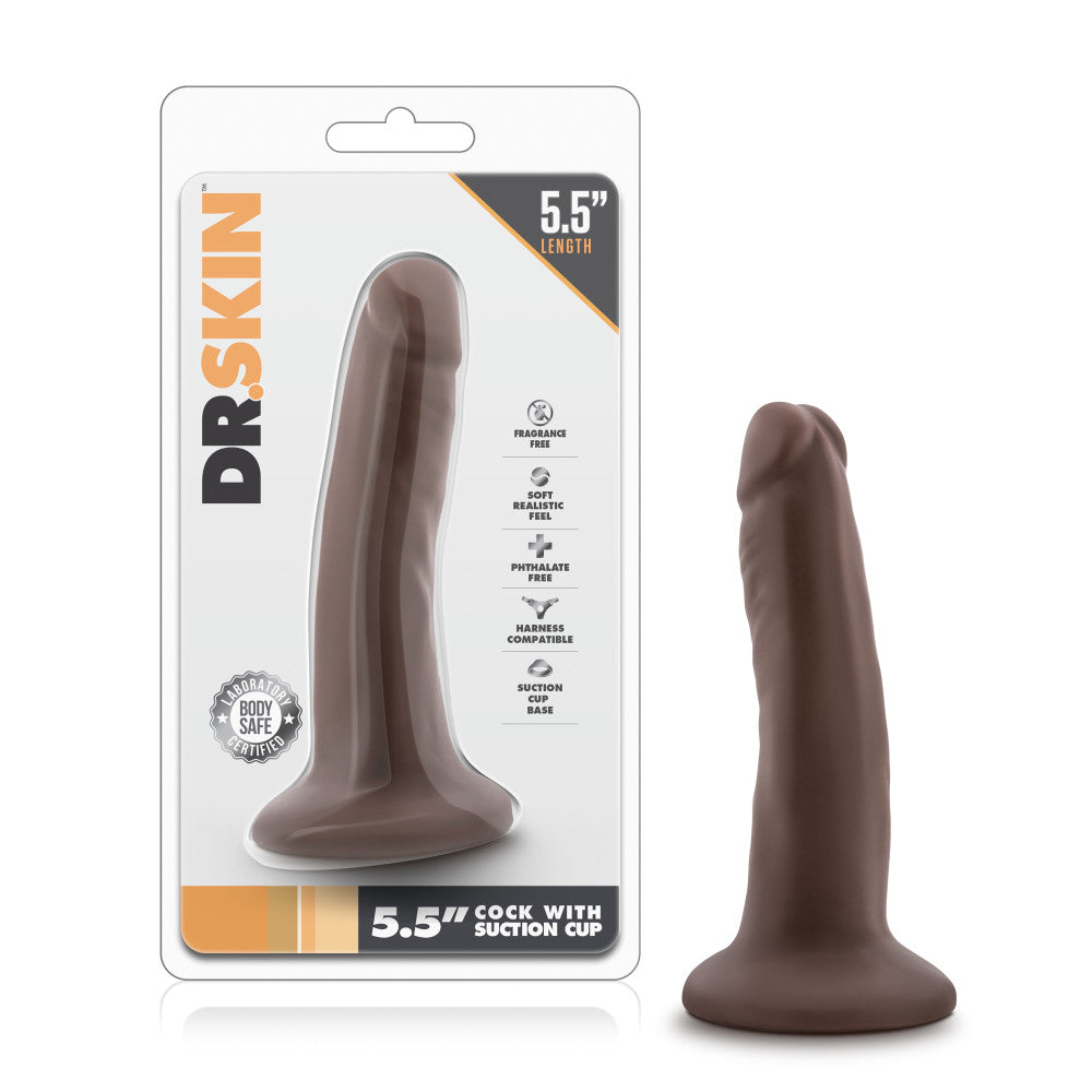 Dr. Skin By Blush® | Realistic Chocolate 5.5-Inch Long Dildo With Suction Cup Base、mySite、bottomscart