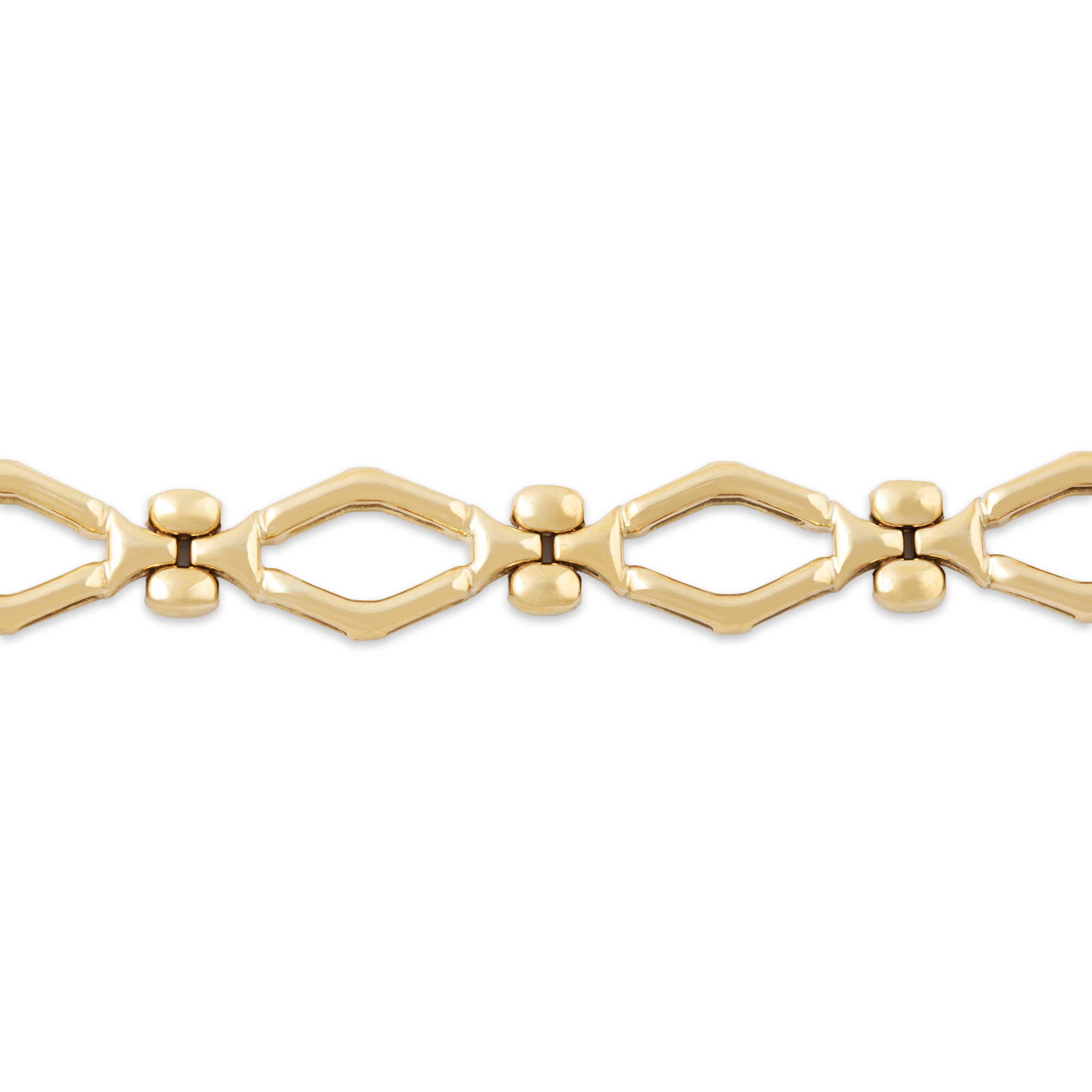 Vintage Italian 14k Yellow Gold Chic Open Link Bracelet 6.5、mySite、hinf8tx79