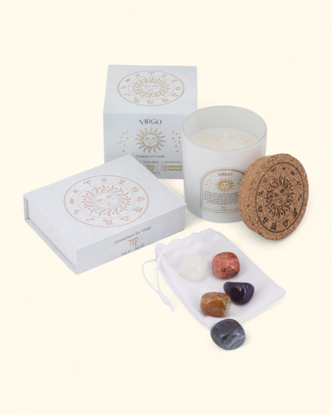 Virgo Zodiac Candle & Crystal Tumblestone Set、mySite、topwebapps