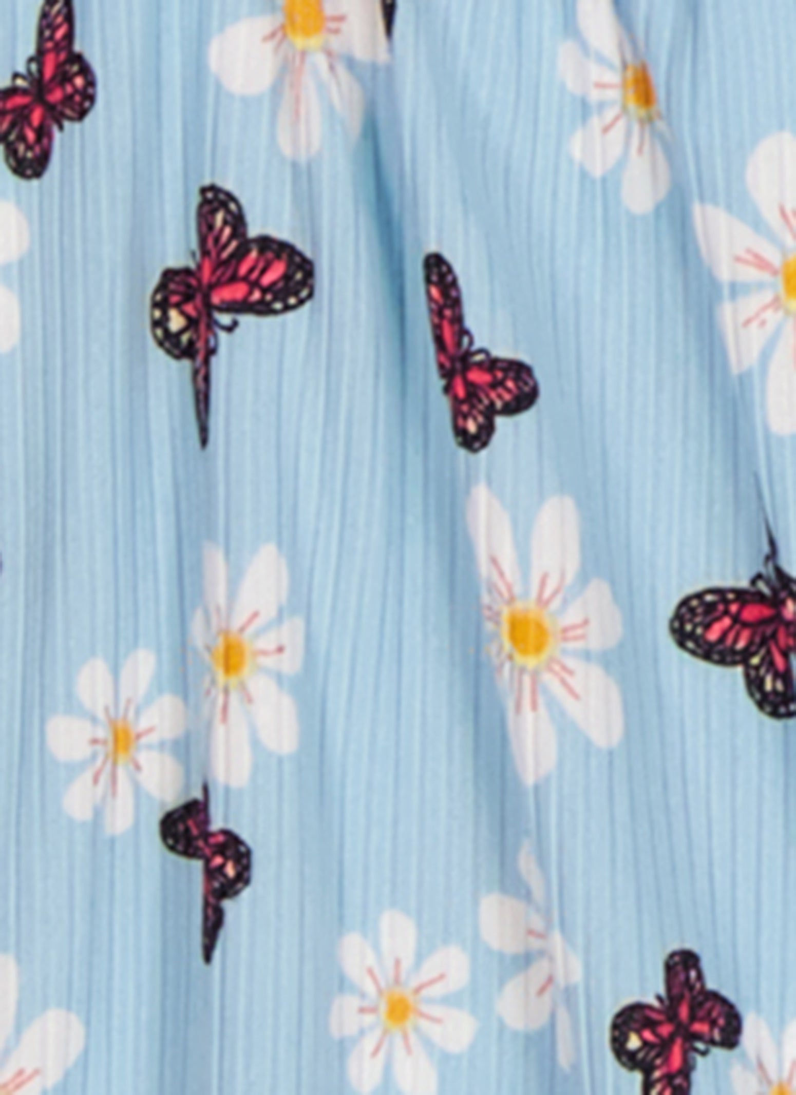 Little Girls Ribbed Butterfly Print and Short Sleeve Top、mySite、camillekostekn