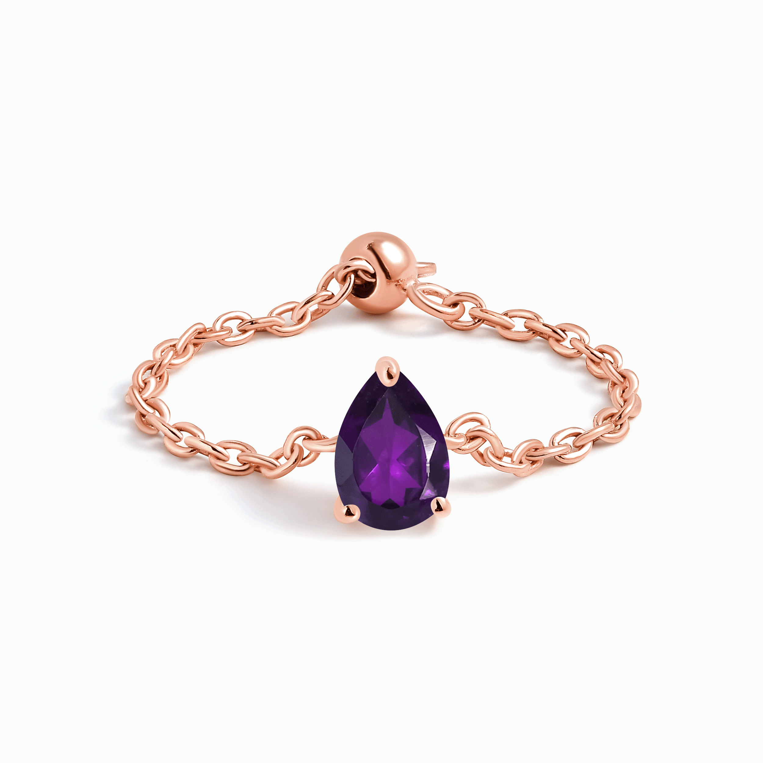 Amethyst Dainty Chain Ring - Dew Drop、mySite、hinf8tx79