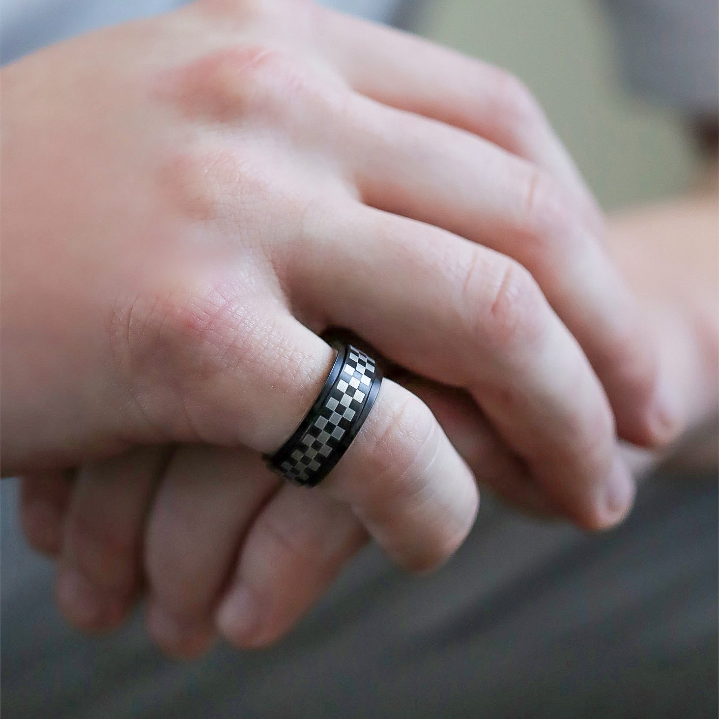 Stainless Steel Black Checker Spinner Ring / STC010、mySite、dreamappss