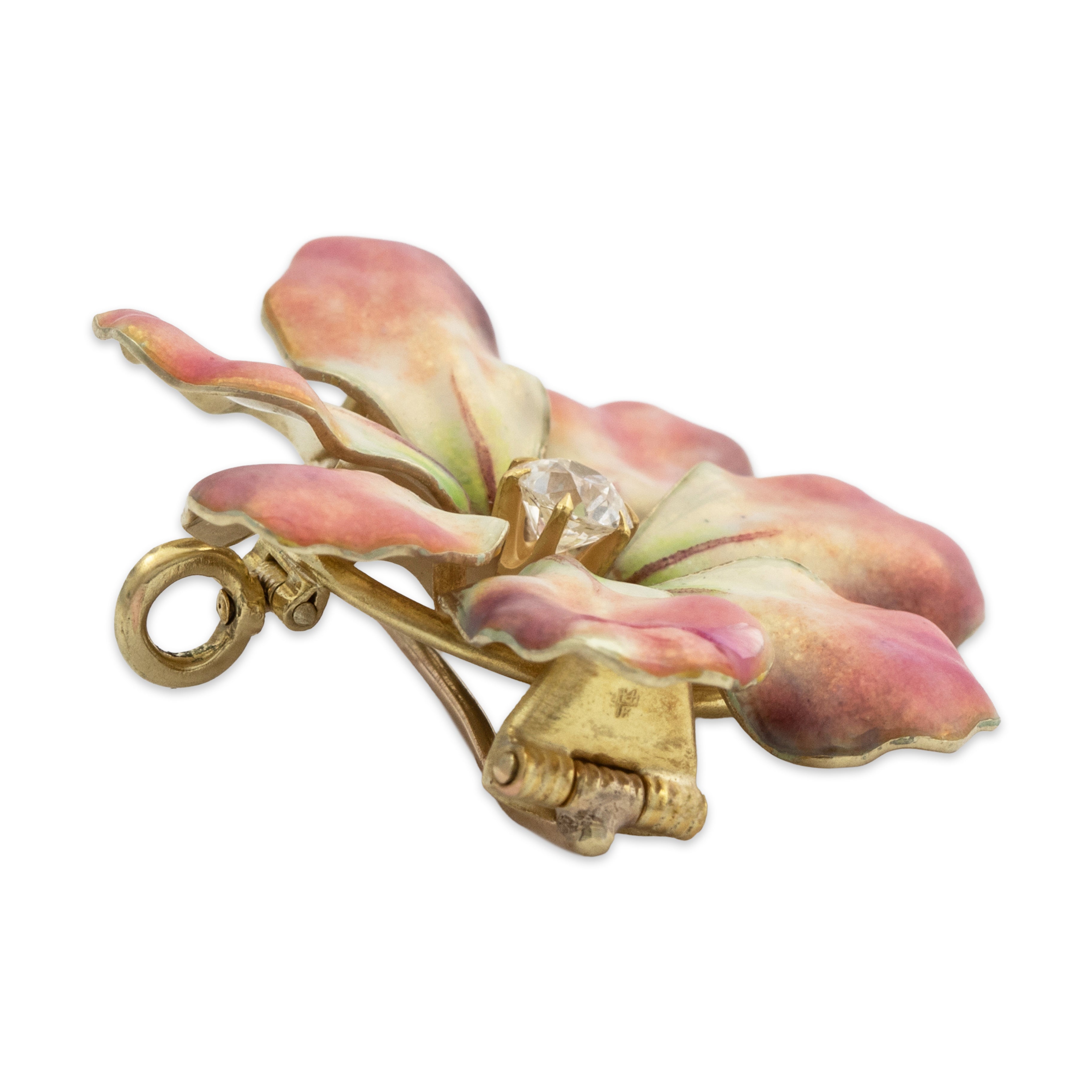 Antique Victorian 14k Yellow Gold .27ct Old Mine Diamond Luminous Pin / Pendant、mySite、hinf8tx79