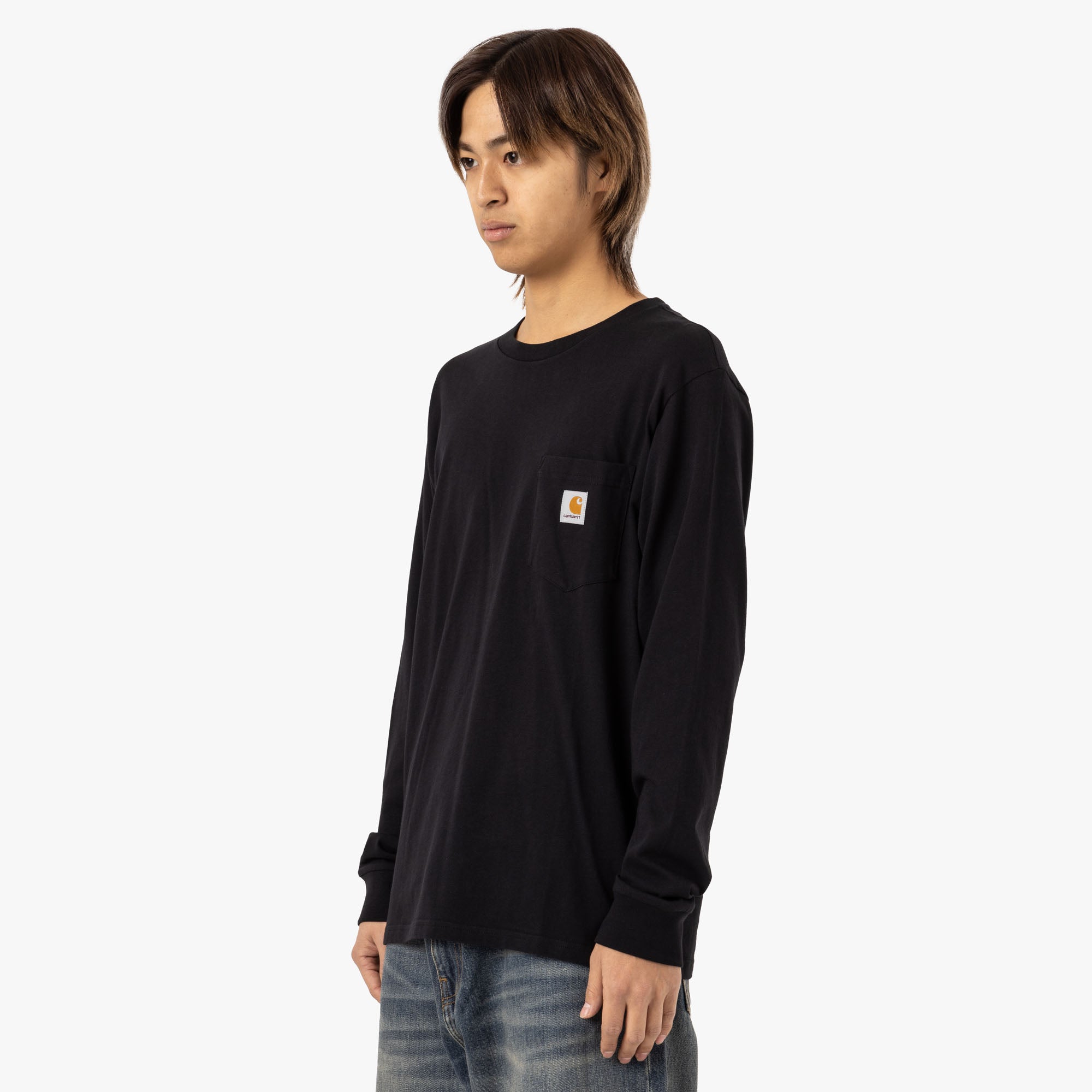  Carhartt WIP L/S Pocket T-Shirt Cotton Single Jersey / Black、mySite、merchandisen