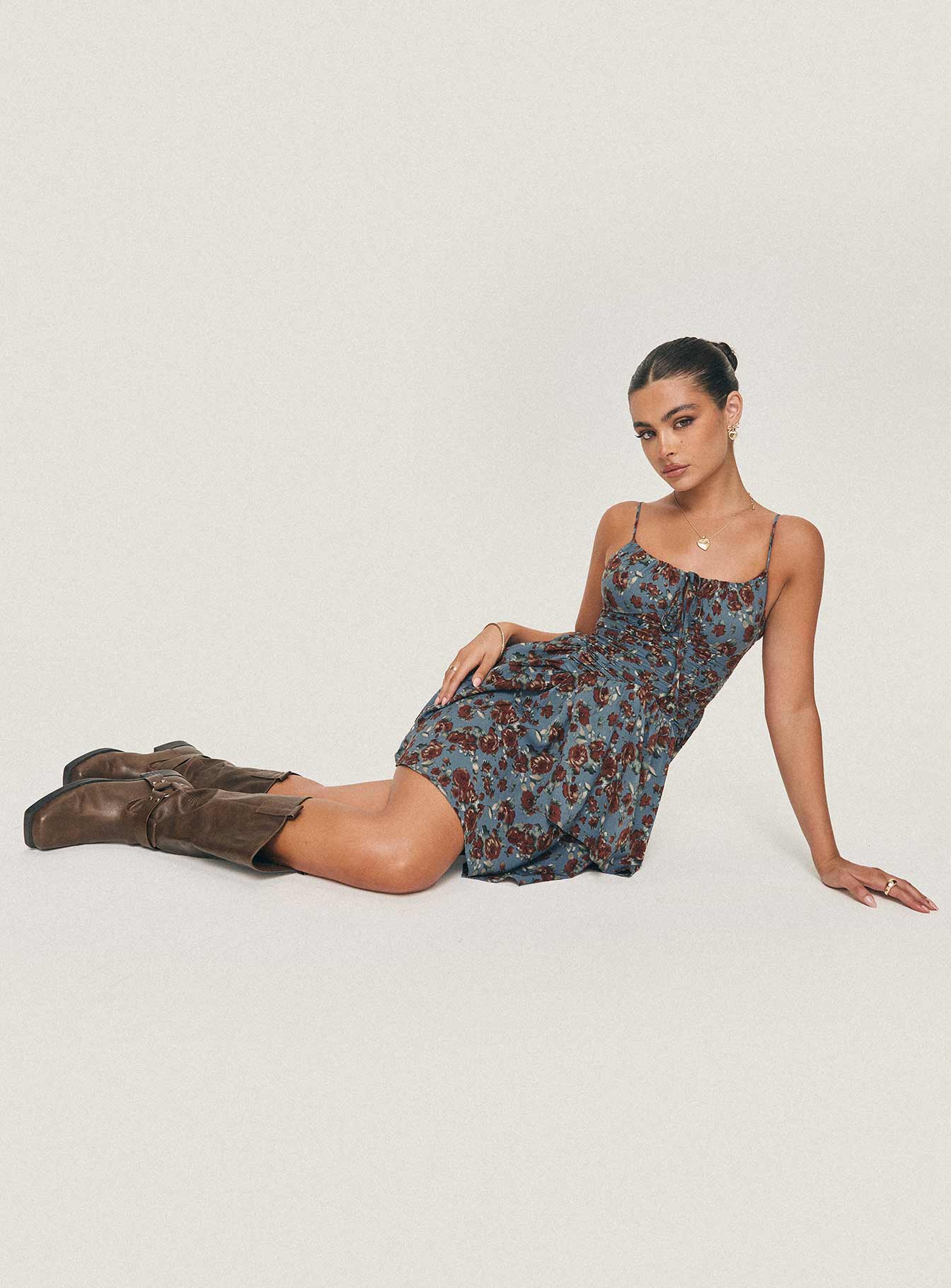 Barrett Mini Dress Blue / Floral、mySite、solidvoid