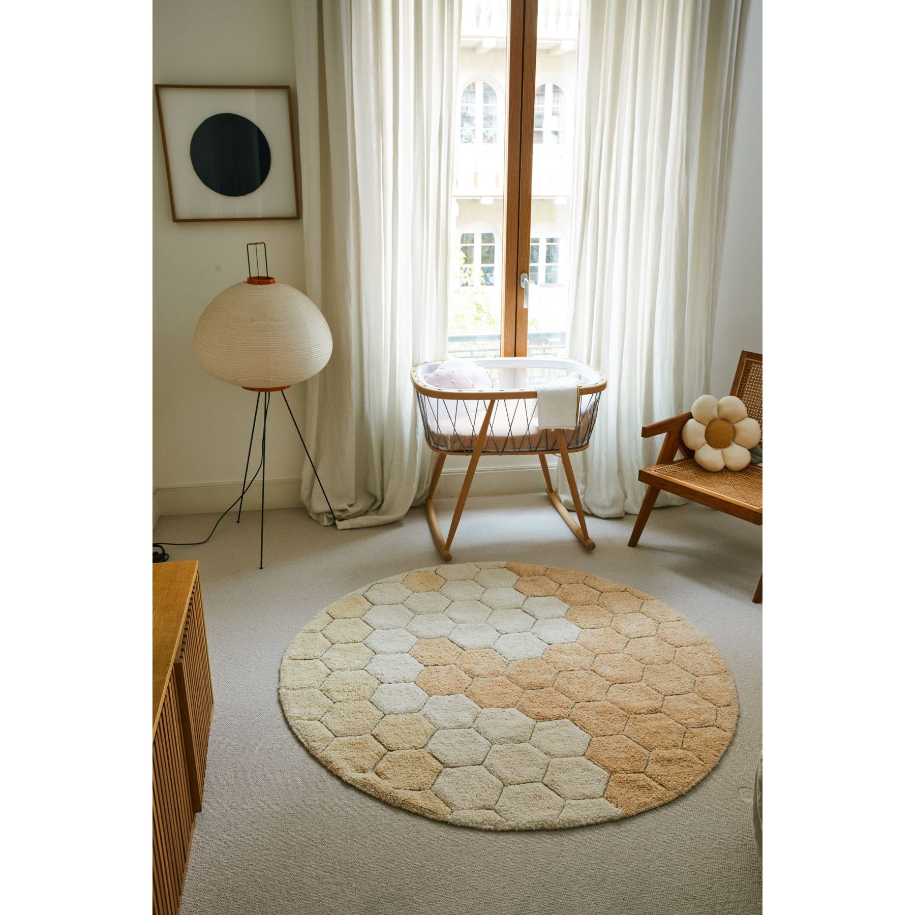 Planet Bee Round Honeycomb Golden Washable Rug、mySite、gigharbornorthrealestate