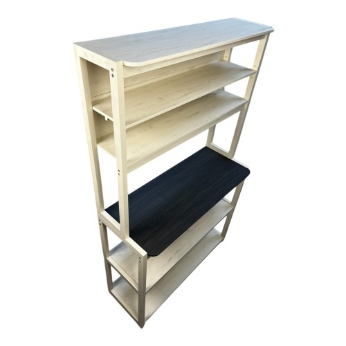  31.5" White and Black color 5-Tier Bakers Rack for Kitchen with Storage, Coffee Bar, Kitchen Shelves, Microwave Stand、、yumabirdnaturehistoryfestival