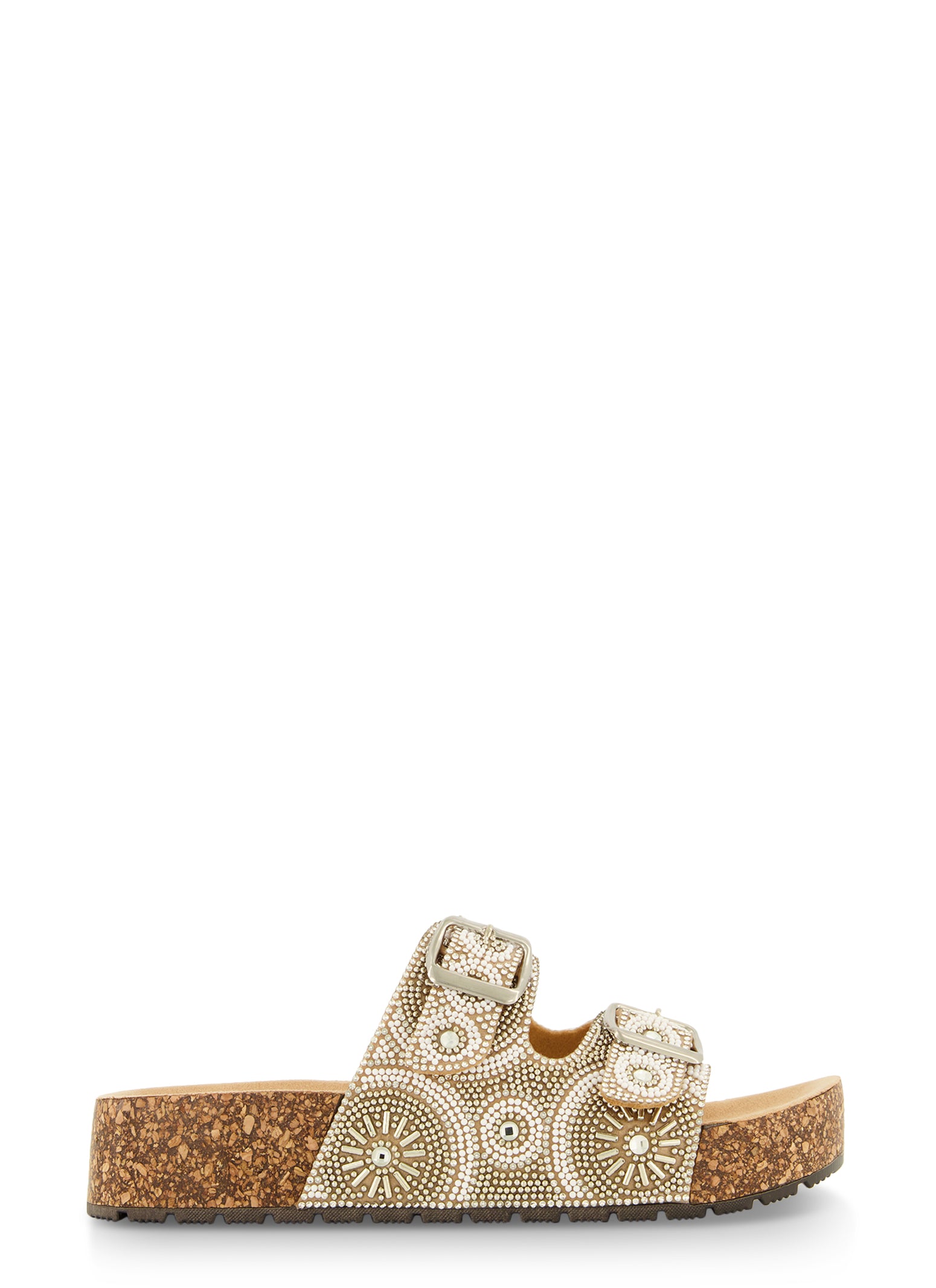 Embellished Double Band Platform Footbed Sandals、mySite、camillekostekn