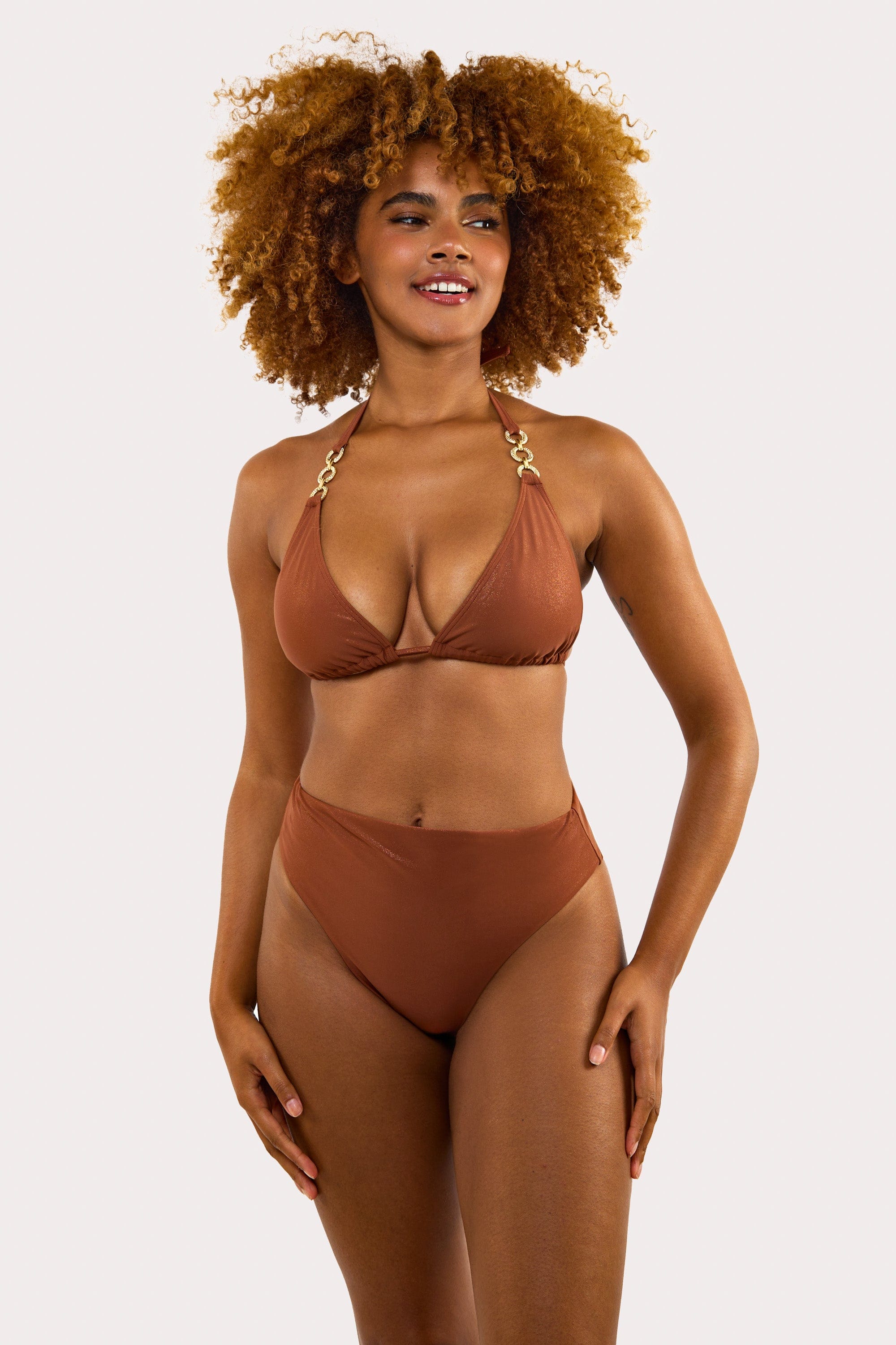 Morgan Bronze Glitter Mix & Match Fuller Bust Triangle Bikini Top、mySite、bengalsvssteelers