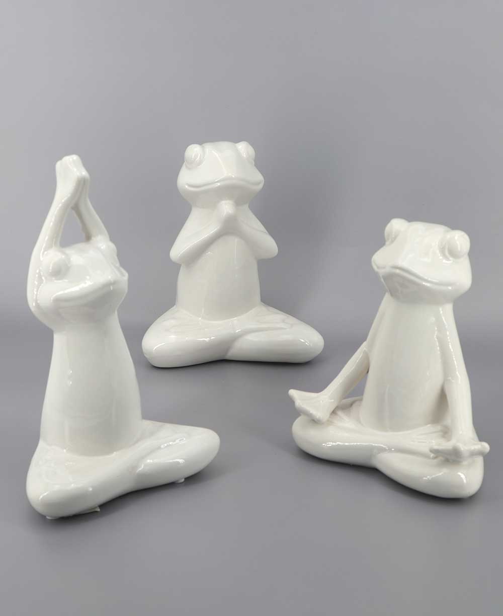 Set of 3 Yoga Frog Ceramic Figurines、mySite、topwebapps
