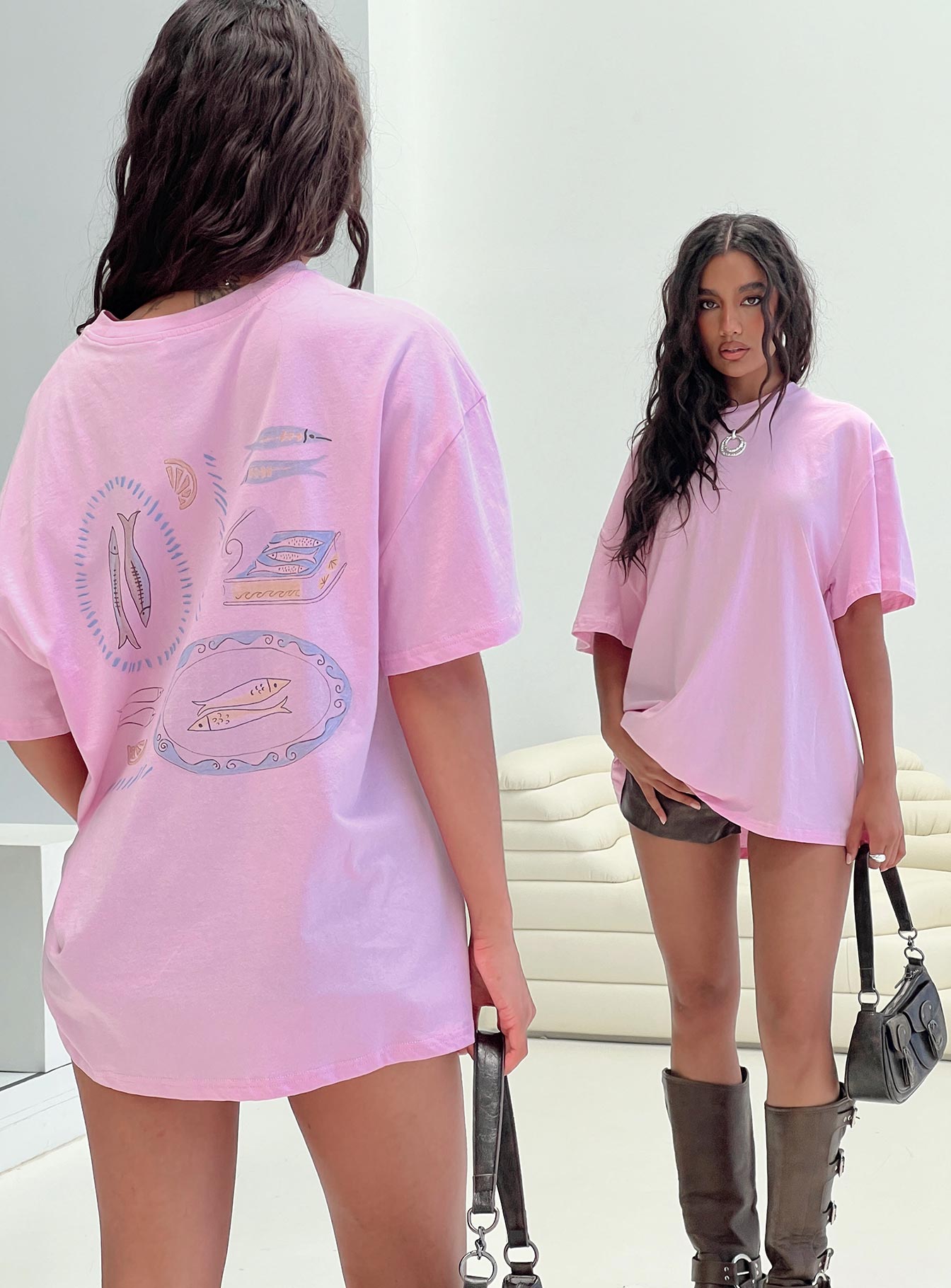 Sardines Please Oversized Tee Pink、mySite、solidvoid