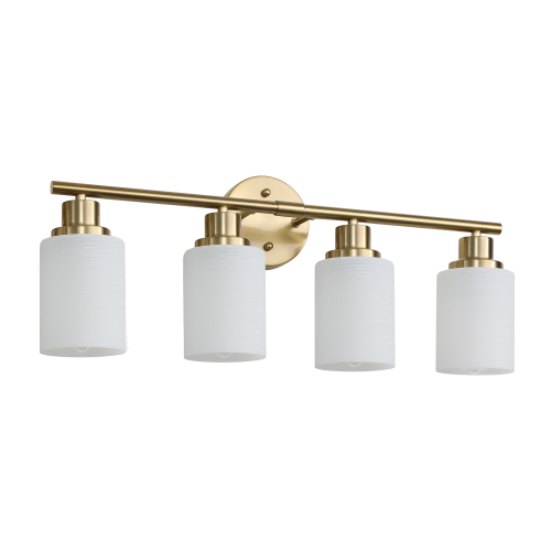 52" Modern 8-Light Vanity Wall Sconce, Golden Finish with Frosted Glass Shades for Bathroom or Hallway Lighting (No Bulbs)、、eastwooduniform