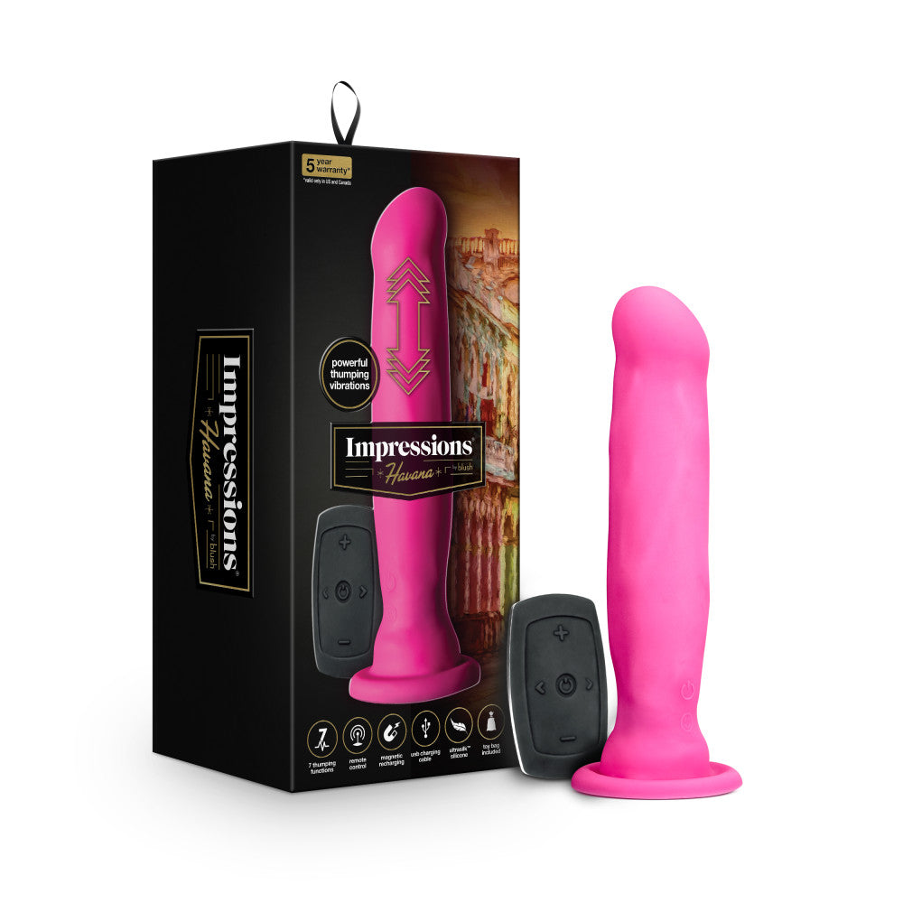 Impressions By Blush® | Havana Pink 8-Inch Long Rechargeable Vibrating Dildo、mySite、bottomscart
