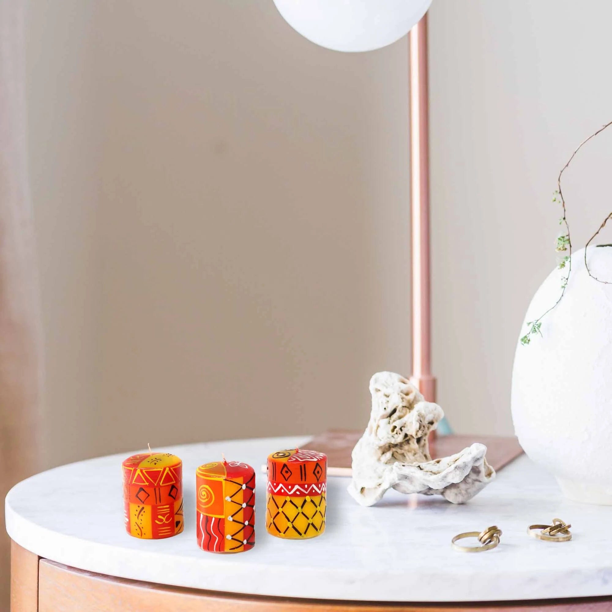 HAND-PAINTED DINNER CANDLES, PAIR (ZAHABU DESIGN)、mySite、g9winljtr