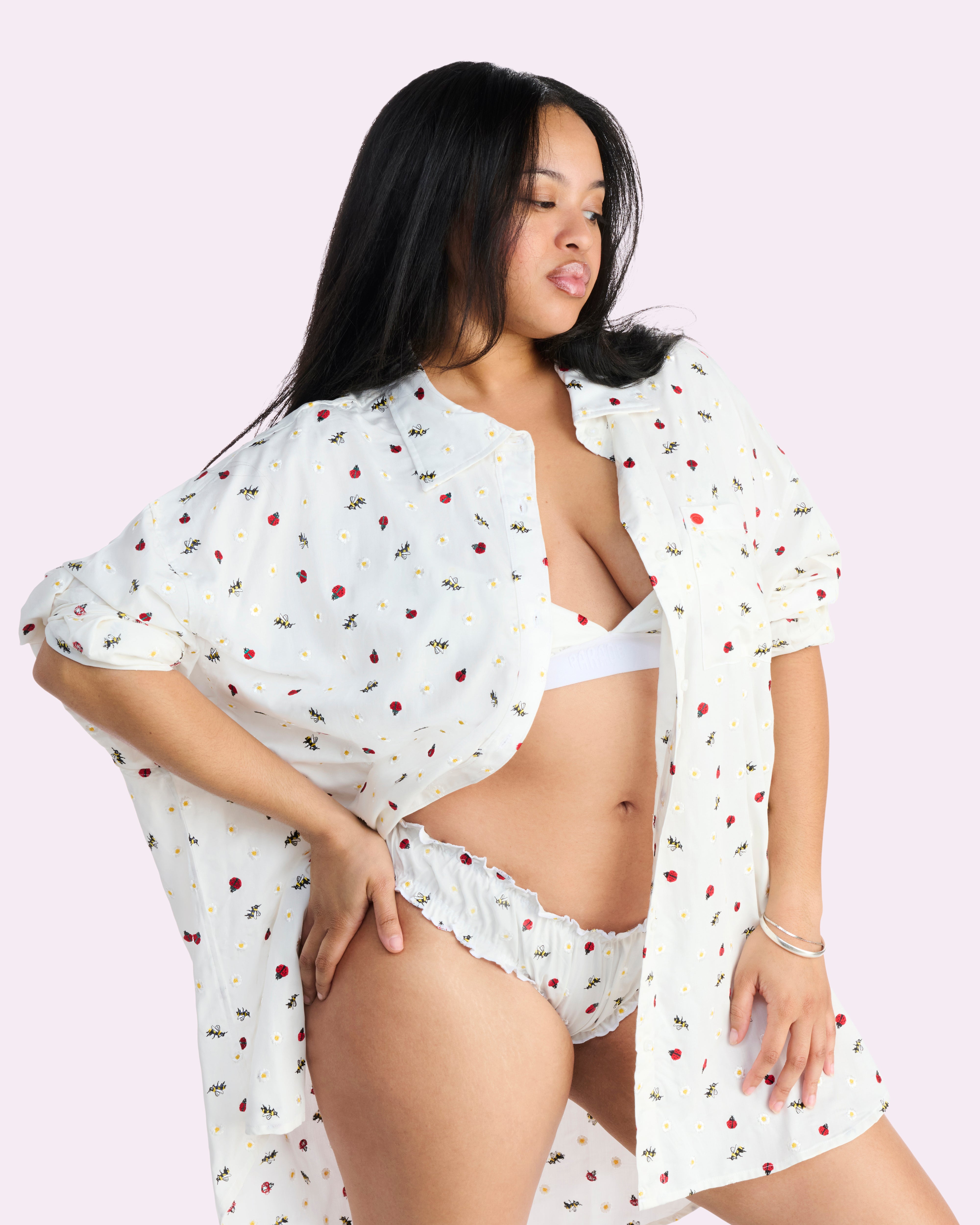 Parade Poplin Oversized Long Sleeve Button-Down Shirt | Parade Poplin (Garden Embroidery)、mySite、bengalsvssteelers