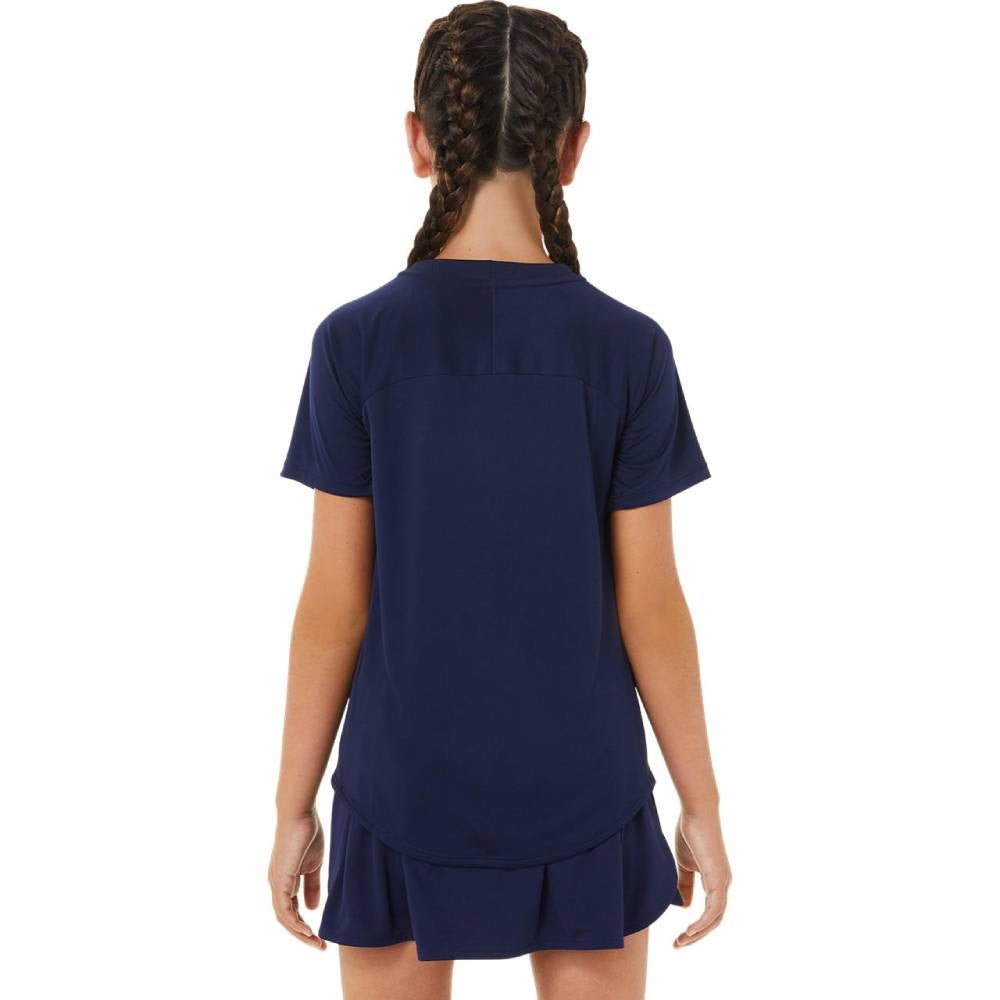 Asics Girls' Tennis Short Sleeved Top (Peacoat)、mySite、neckold