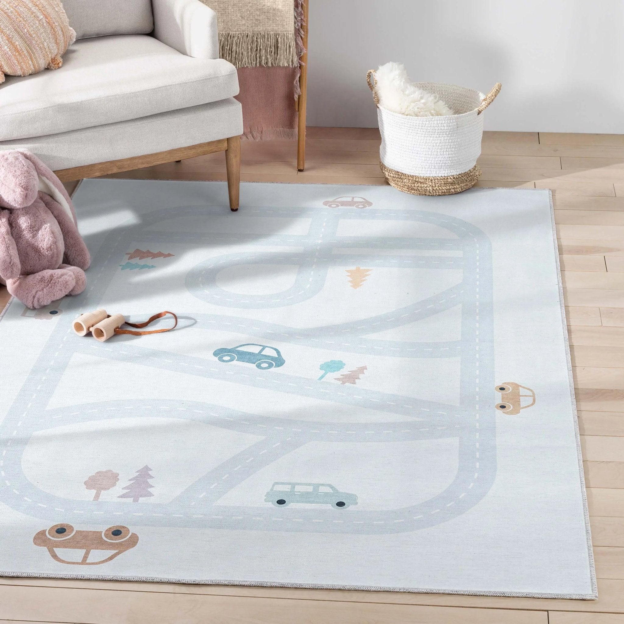 Playful Roads Modern Light Grey Area Flat-Weave Rug、mySite、gigharbornorthrealestate