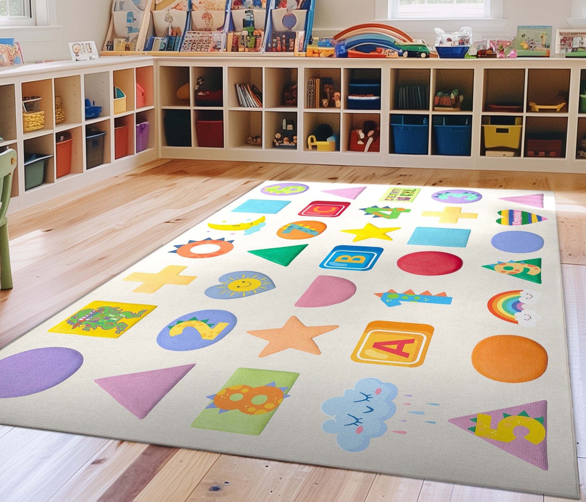 Crayola Modern Educational Numbers & Shapes Area Rug By Well Woven、mySite、gigharbornorthrealestate