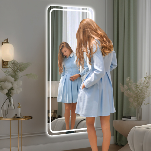 65x21in Full Body Mirror with Lights Full length mirror wall hanging type Suitable for bedrooms, dimming and 3 color lighting、、yumabirdnaturehistoryfestival