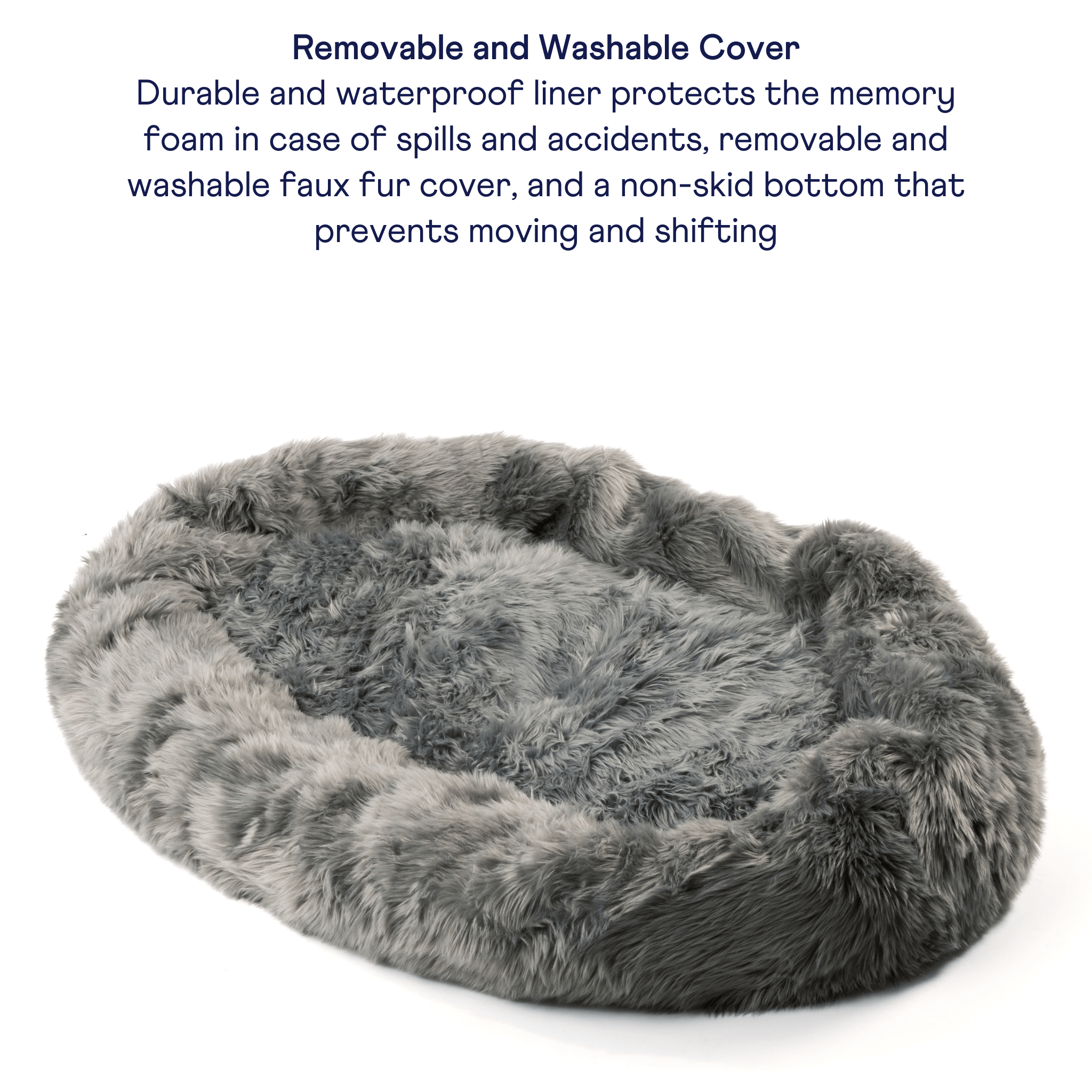 PupCloud™ Human-Size Faux Fur Memory Foam Dog Bed - Charcoal Grey、mySite、solidvoid