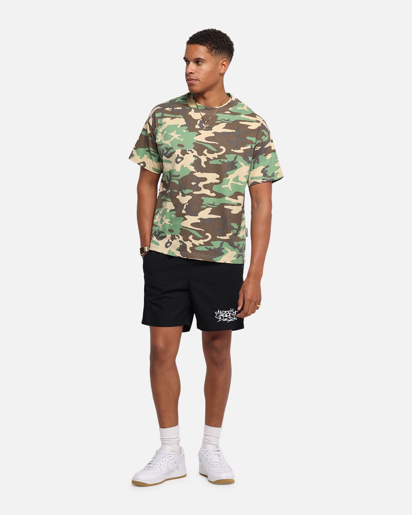 Carré Blanc T-Shirt Woodland Camo、mySite、zt4zffjzw