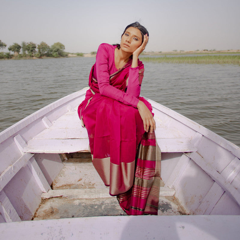 Festive Wear for Women | Maheshwari Silk Cotton Saree | Pink、mySite、camillekostekn