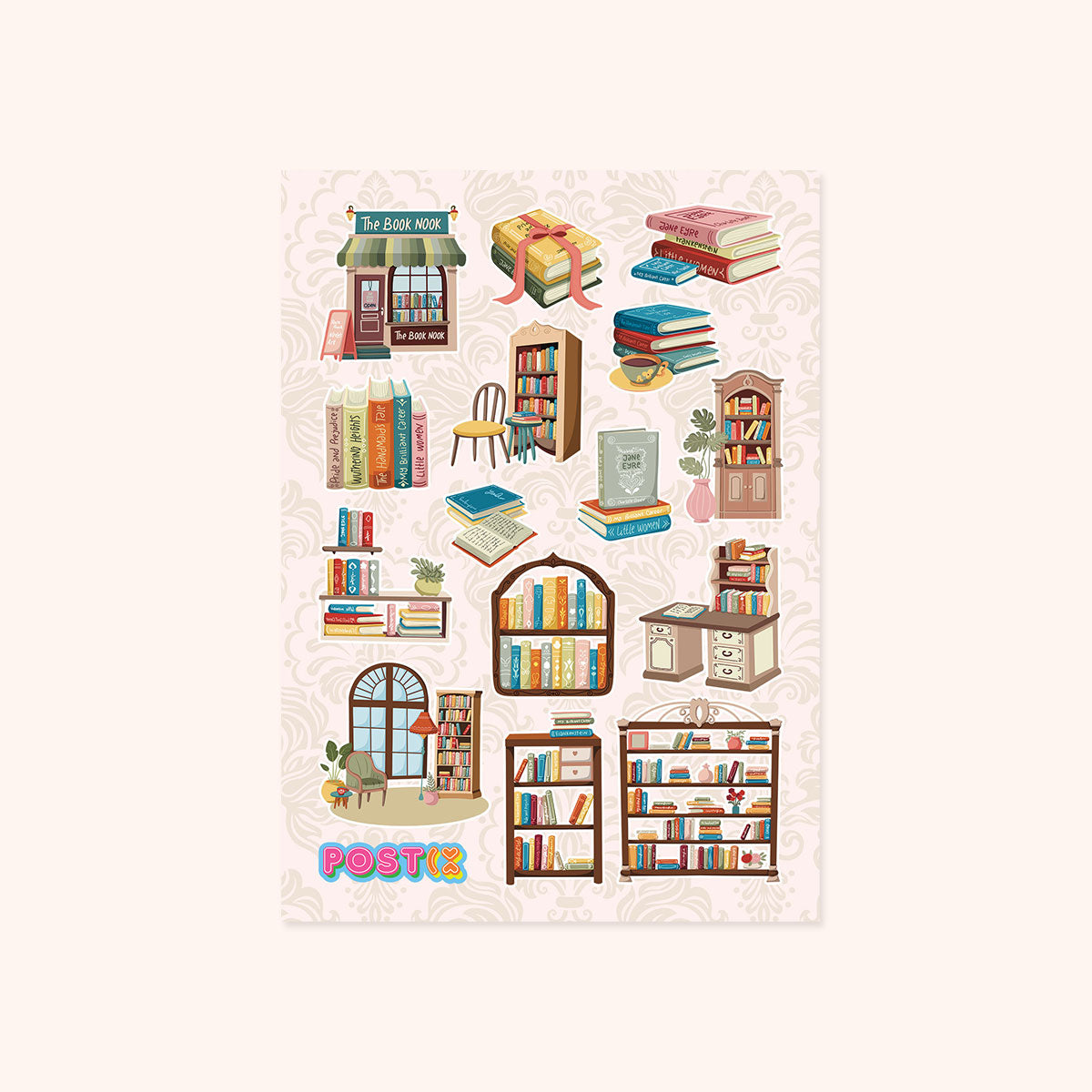  Vintage Book Shop Sticker Sheet、mySite、ghnorth