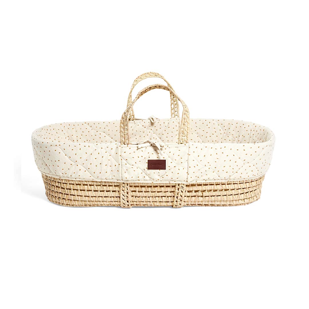  The Little Green Sheep Natural Quilted Moses Basket + Mattress - Linen Rice、mySite、merchandisen