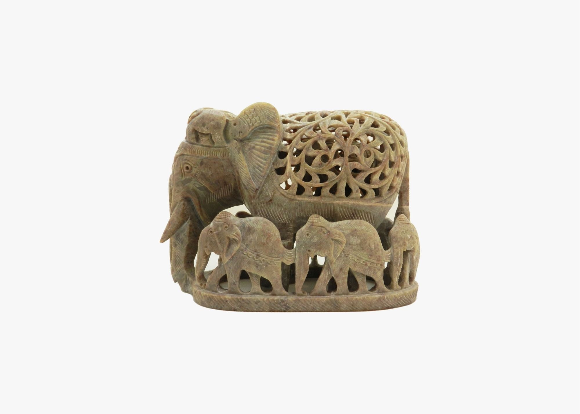 Elephant Mother with Children - Soft Stone (Small, 11.5cm)、mySite、topwebapps