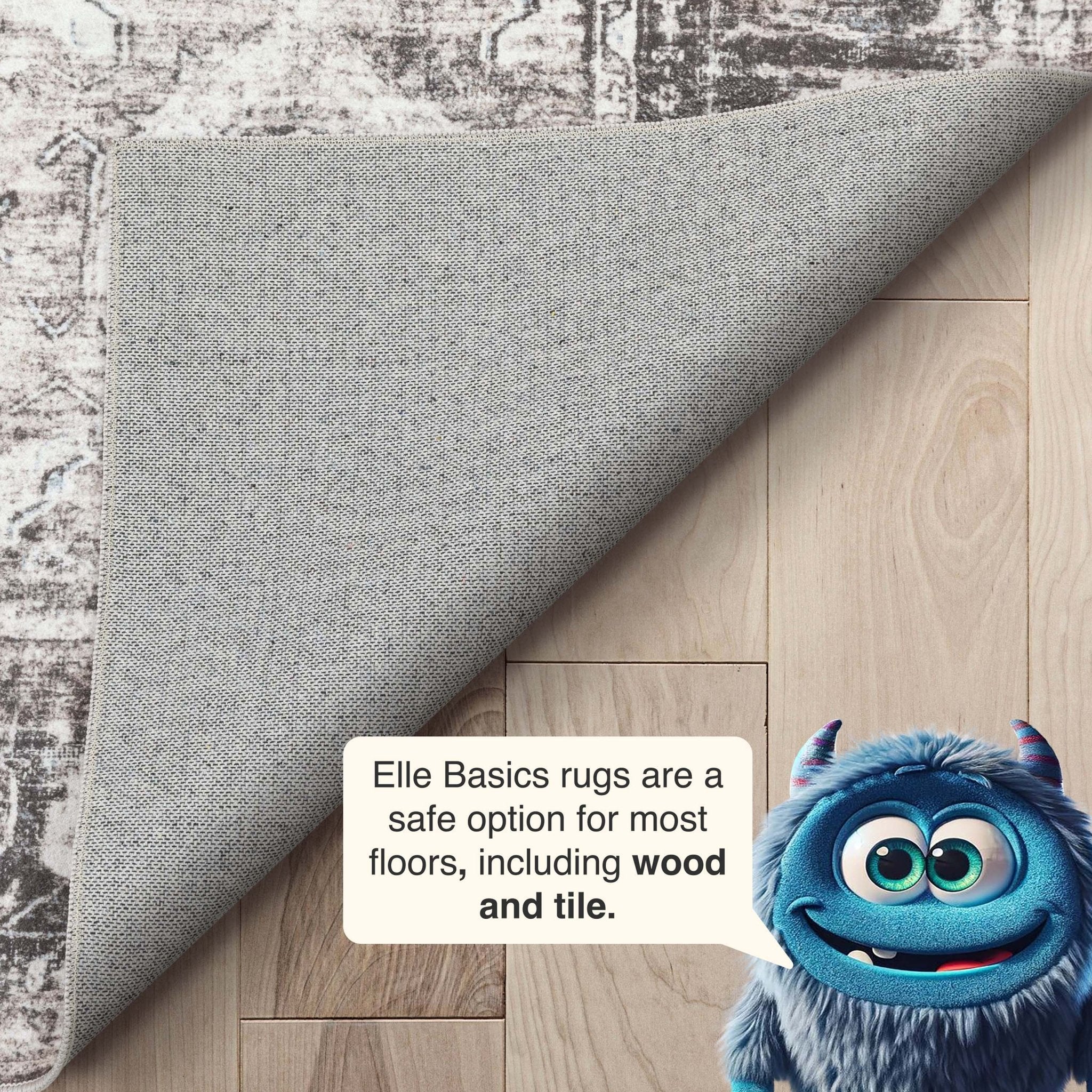 Elle Basics Intrigue Easy-Clean Washable Rug - Durable, Non-Slip, Low-Profile Design for Home Comfort、mySite、gigharbornorthrealestate