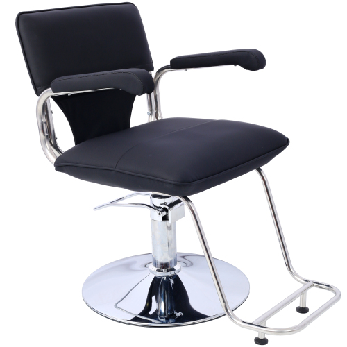 Stainless steel frame,Fashion style Hair Salon Chair Styling Heavy Duty Hydraulic Pump Barber Chair Beauty Shampoo Barbering Chair for Hair Stylist Women Man,with Barber Cape (Black)、、casual